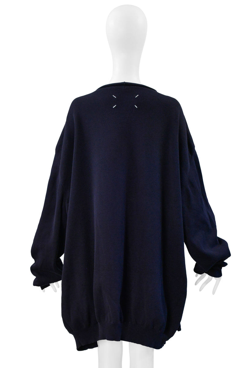 MAISON MARTIN MARGIELA NAVY BLUE OVERSIZED CARDIGAN SWEATER SS 2000