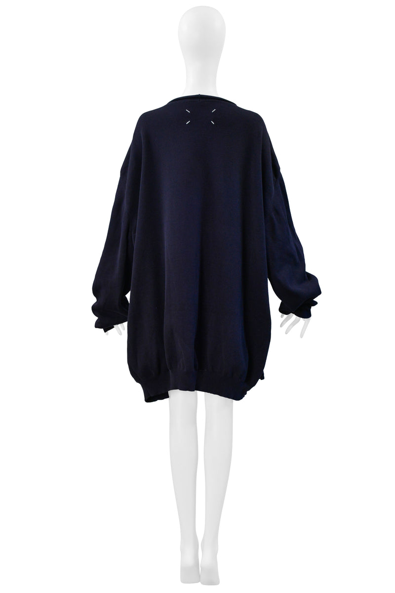 MAISON MARTIN MARGIELA NAVY BLUE OVERSIZED CARDIGAN SWEATER SS 2000