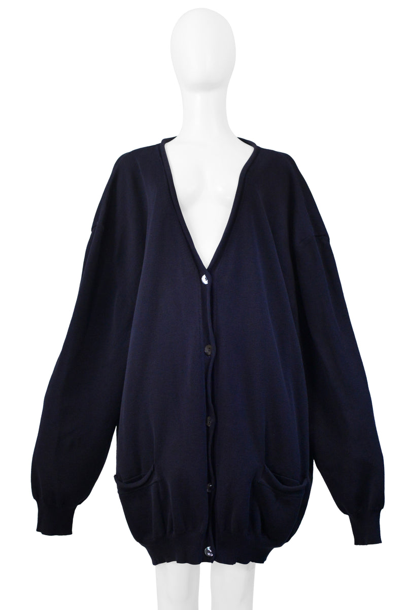 MAISON MARTIN MARGIELA NAVY BLUE OVERSIZED CARDIGAN SWEATER SS 2000