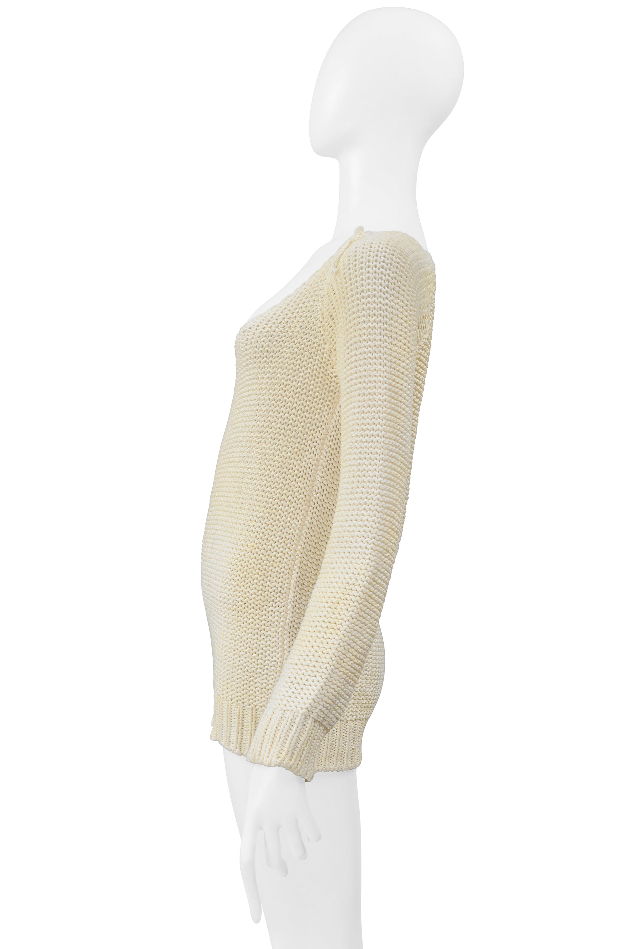 MAISON MARTIN MARGIELA JOAN OF ARC COTTON COATED SWEATER WITH DEEP NECKLINE 2000