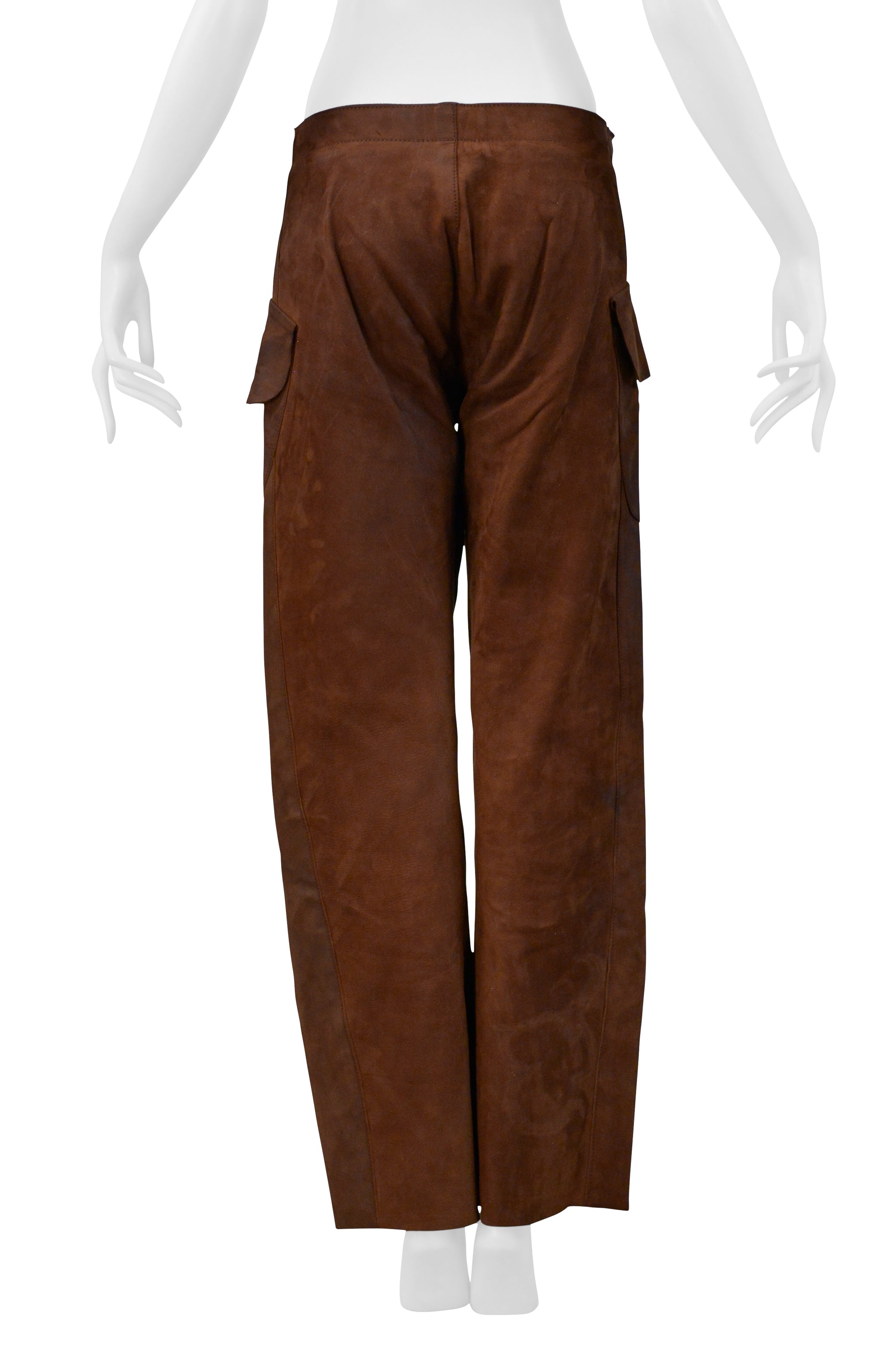 MAISON MARTIN MARGIELA GREASED BROWN LEATHER TROUSERS PANTS AW 2001-2002