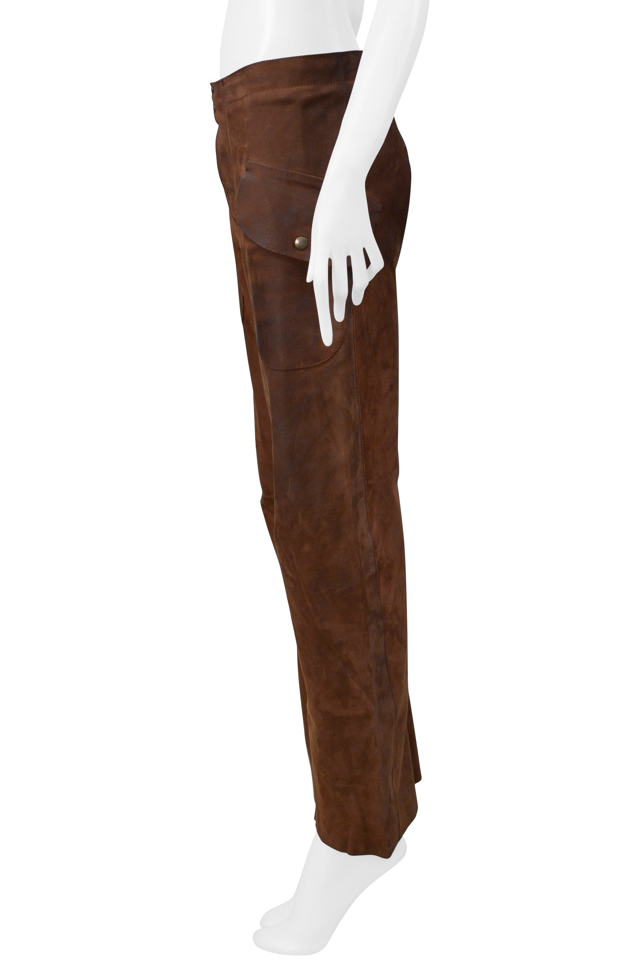 MAISON MARTIN MARGIELA GREASED BROWN LEATHER TROUSERS PANTS AW 2001-2002