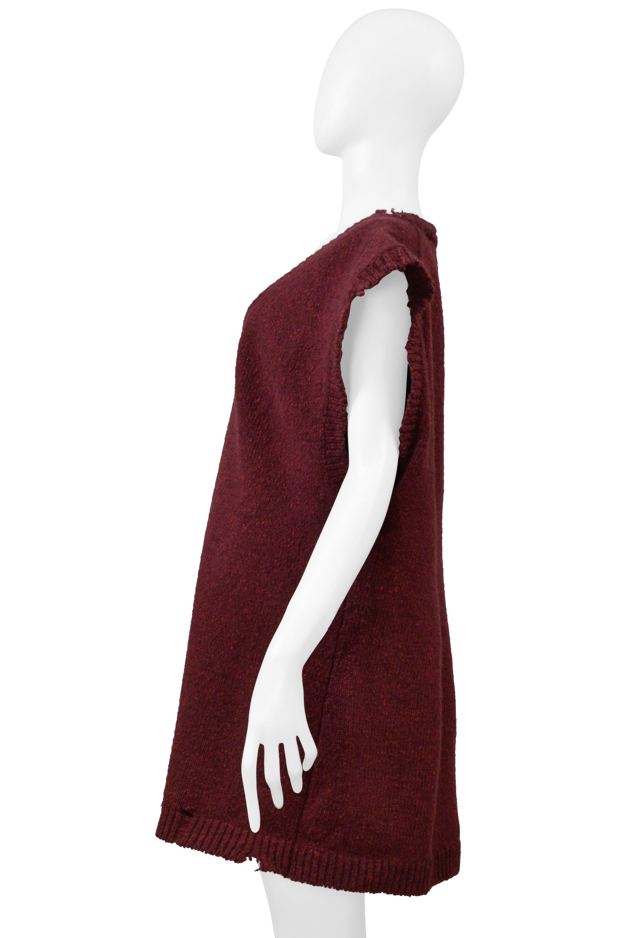 MAISON MARTIN MARGIELA BURGUNDY RED OVERSIZED DECONSTRUCTED SWEATER AW 2000