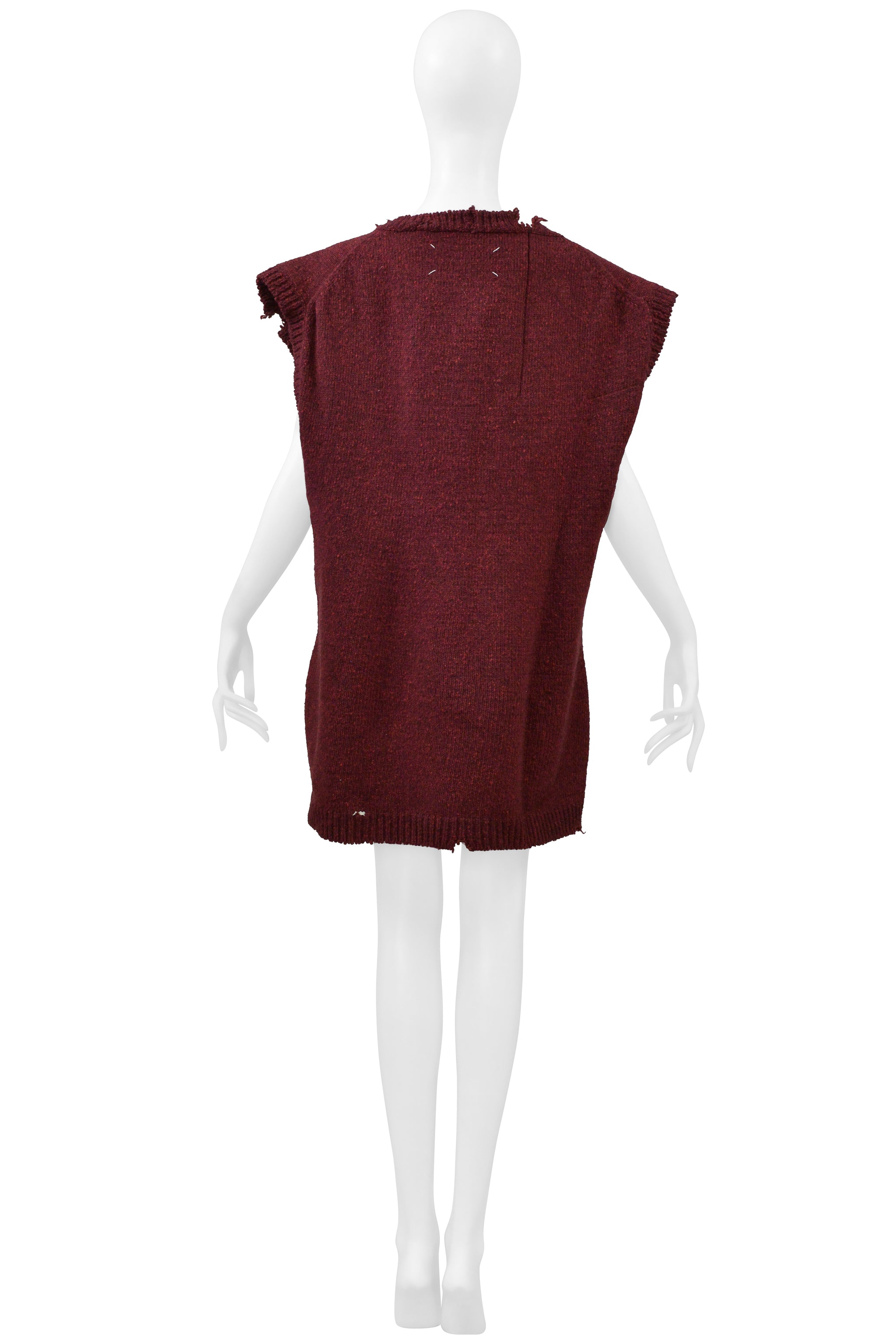 MAISON MARTIN MARGIELA BURGUNDY RED OVERSIZED DECONSTRUCTED SWEATER AW 2000