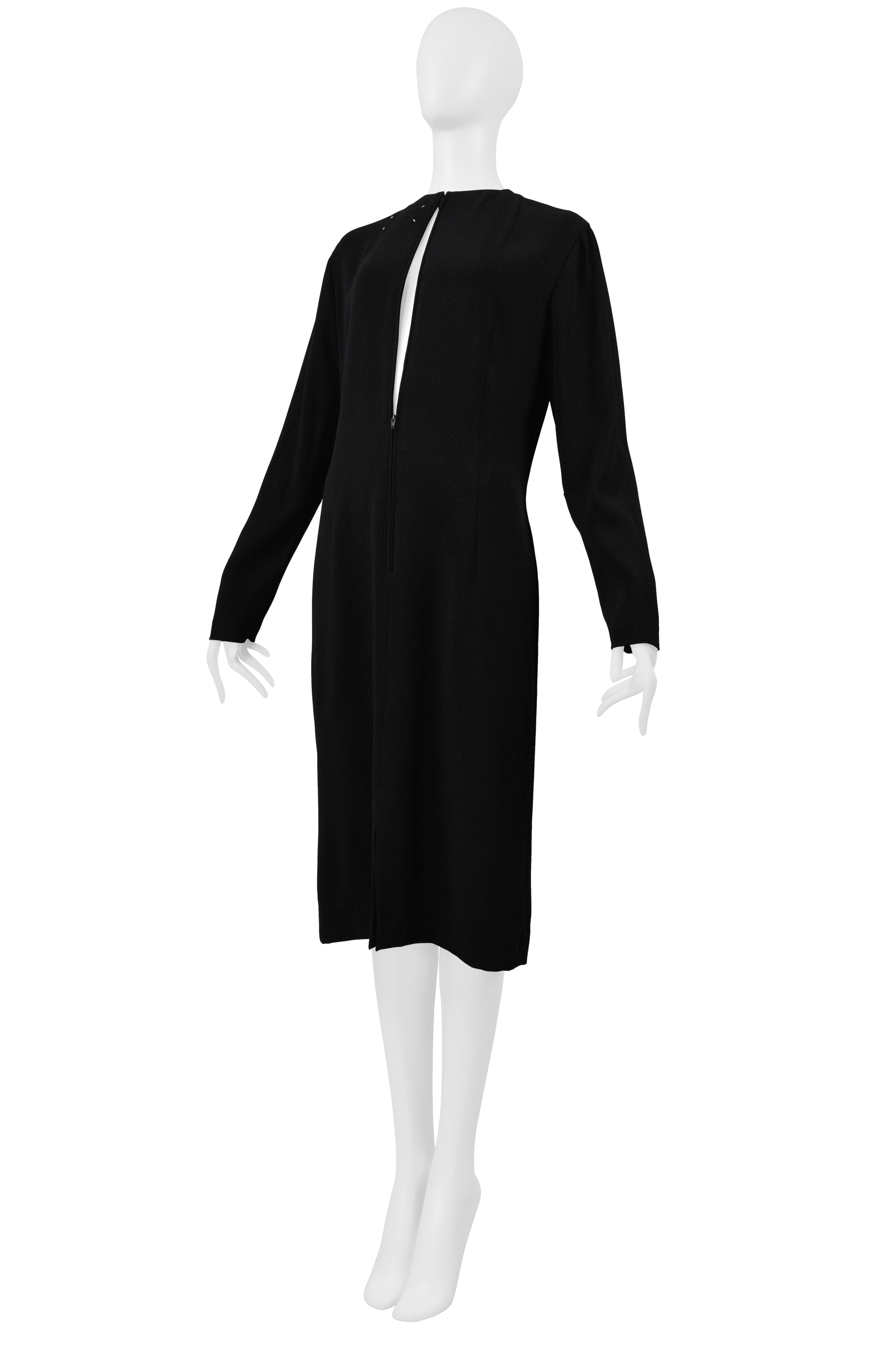 MAISON MARTIN MARGIELA BLACK TWO WAY MIRROR DRESS WITH ZIPPERS 2001