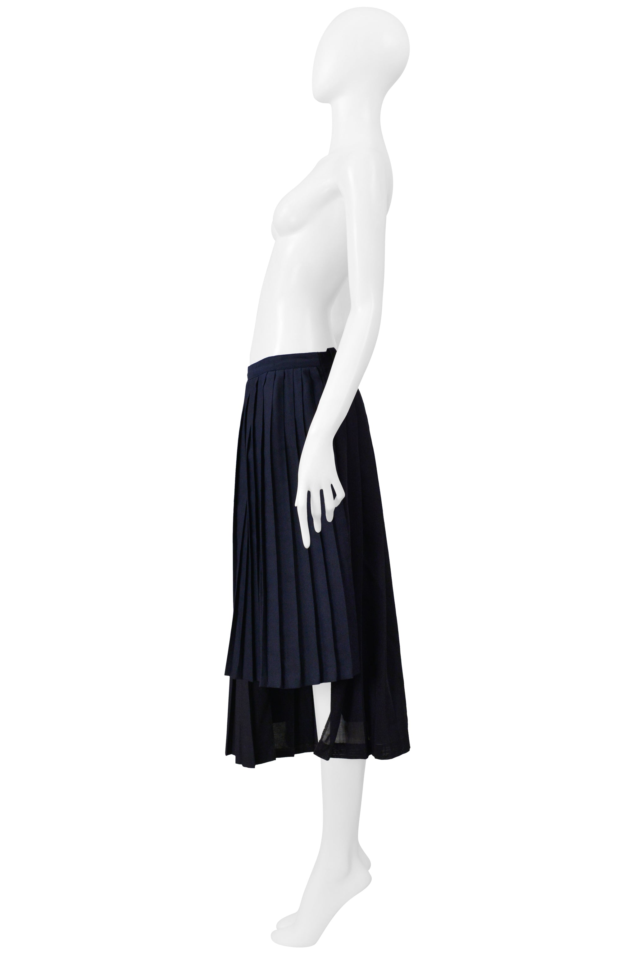 MAISON MARTIN MARGIELA ARTISANAL NAVY BLUE PLEATED OVERSIZED SKIRT SS 2001