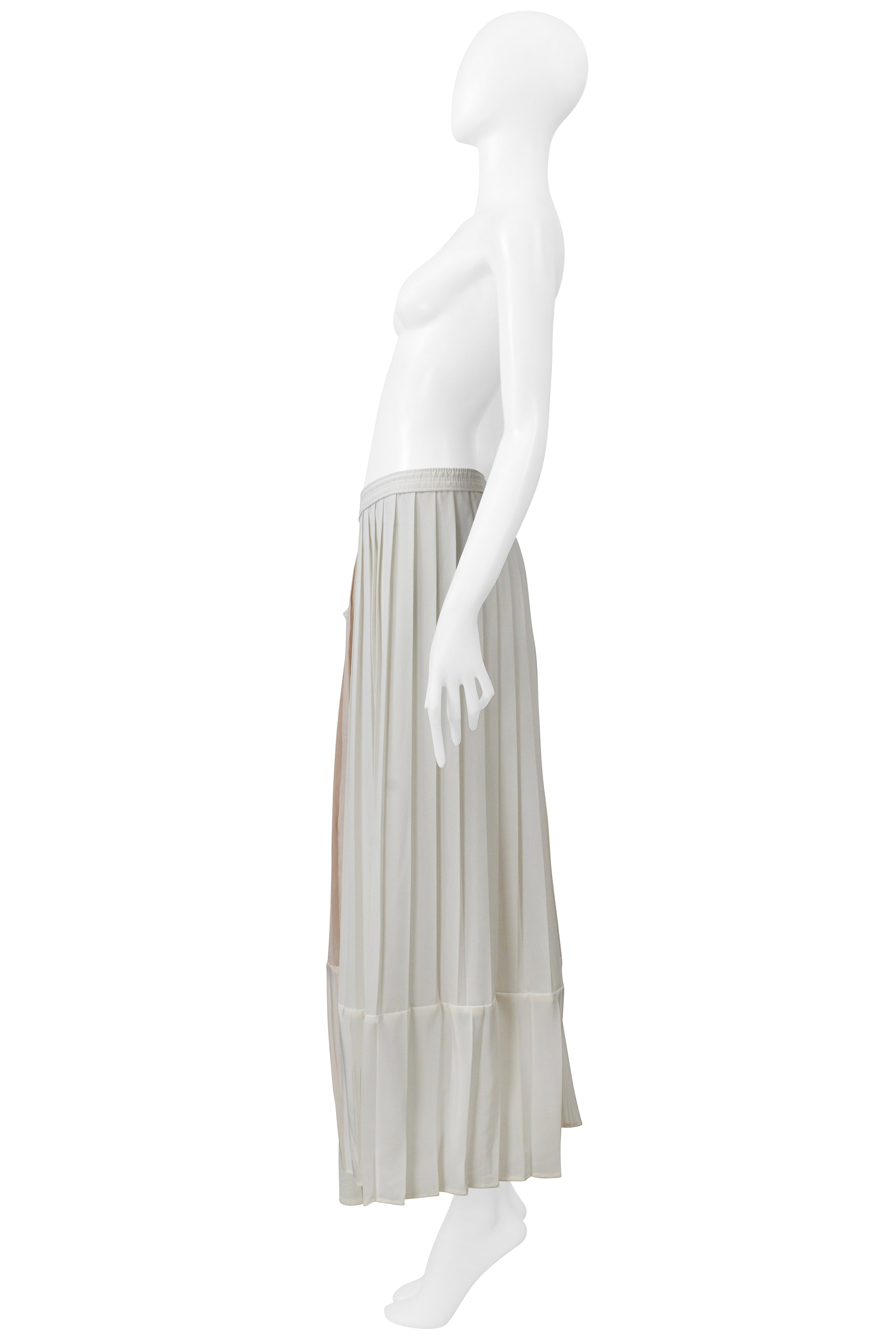 MAISON MARTIN MARGIELA ARTISANAL OFF WHITE PLEATED SKIRT WITH VINTAGE PANELS SS 2001
