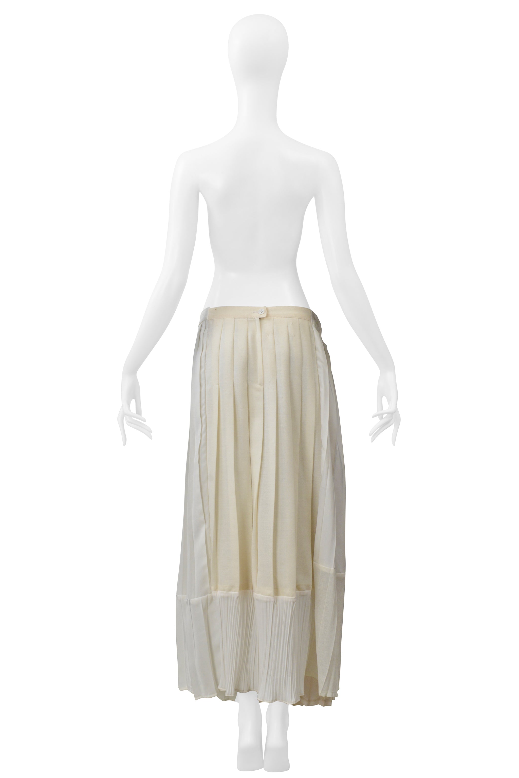 MAISON MARTIN MARGIELA ARTISANAL OFF WHITE PLEATED SKIRT WITH VINTAGE PANELS SS 2001