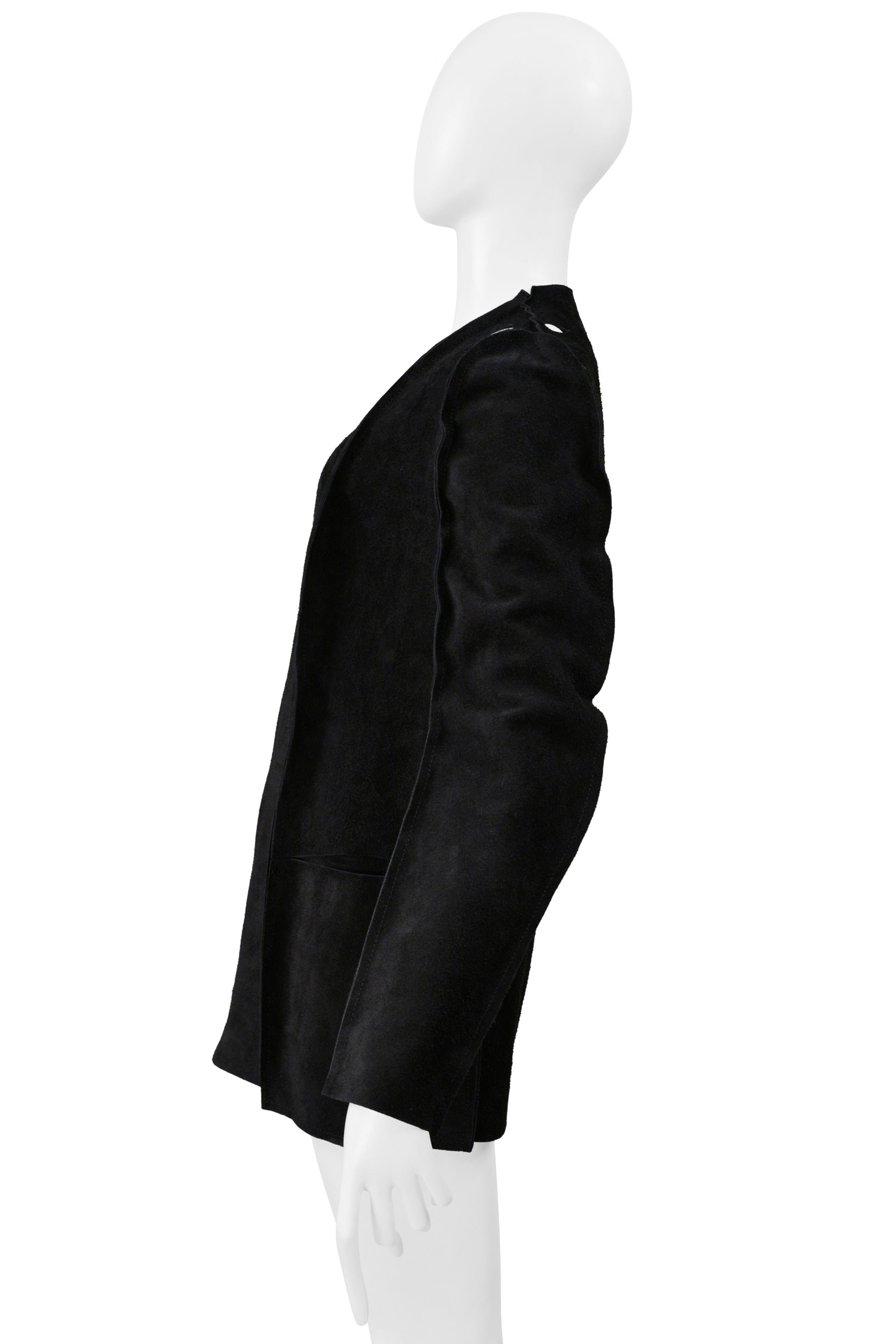 MAISON MARTIN MARGIELA BLACK SUEDE FLAT GARMENT JACKET 2001