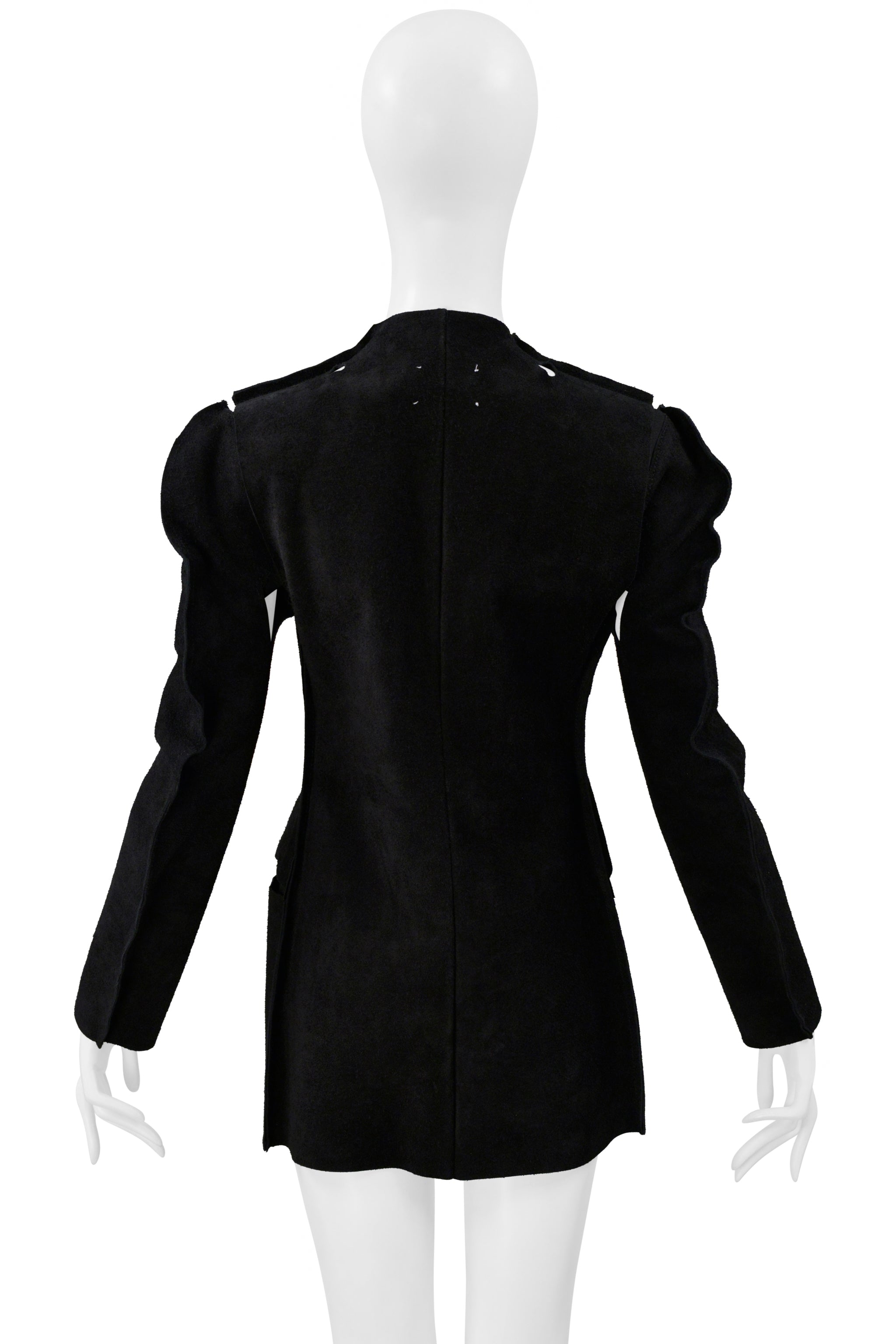MAISON MARTIN MARGIELA BLACK SUEDE FLAT GARMENT JACKET 2001