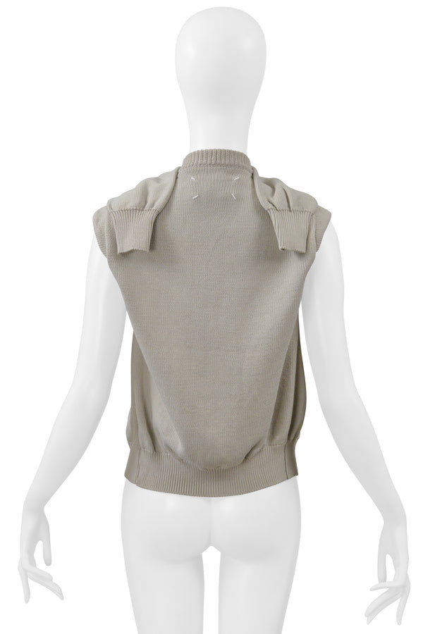 MAISON MARTIN MARGIELA 2001 SS GRAY KNIT CARDIGAN WITH DETACHED SLEEVES