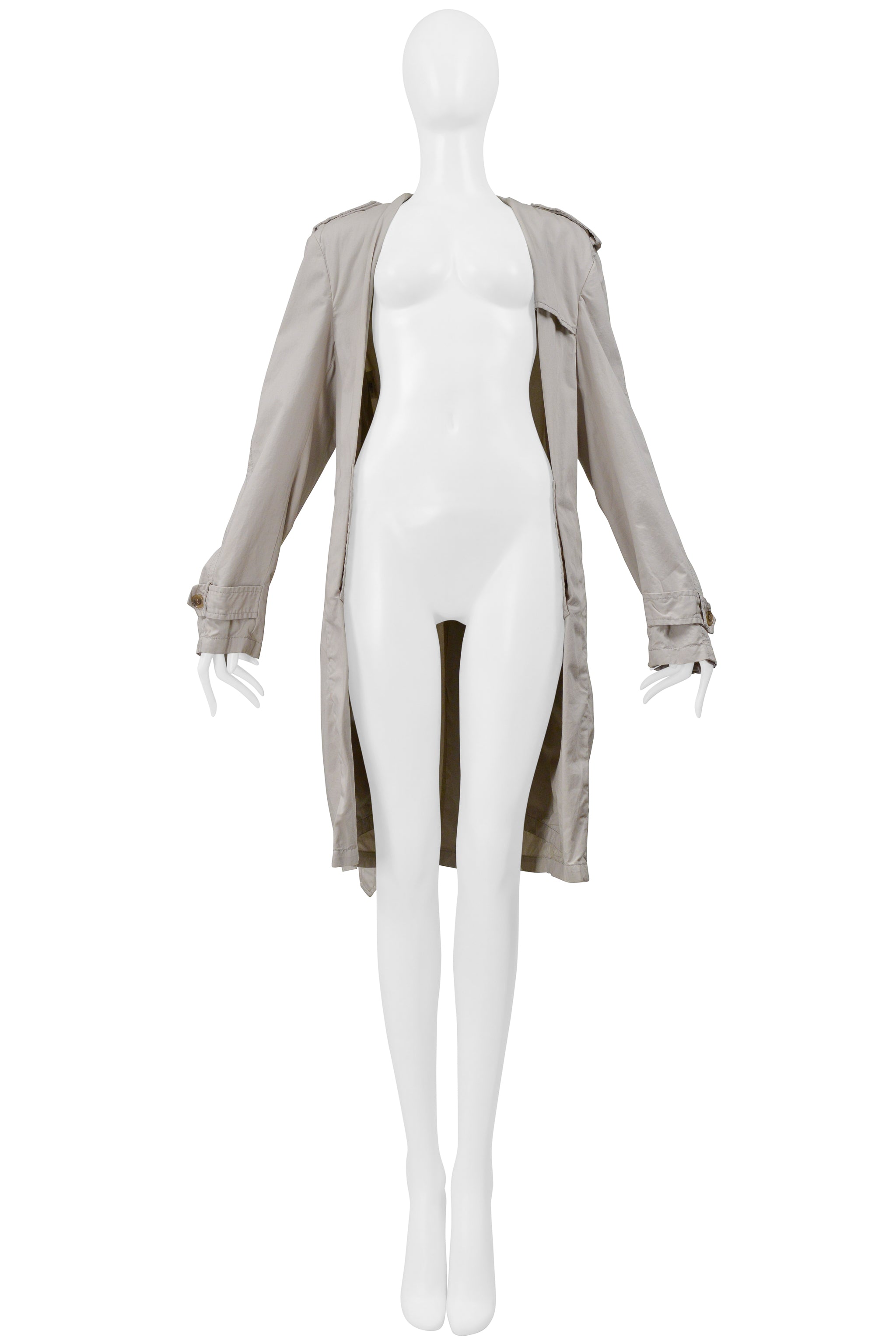 MAISON MARTIN MARGIELA KHAKI DECONSTRUCTED AND FOLDED TRENCH COAT WITH HIDDEN LAPELS 2001
