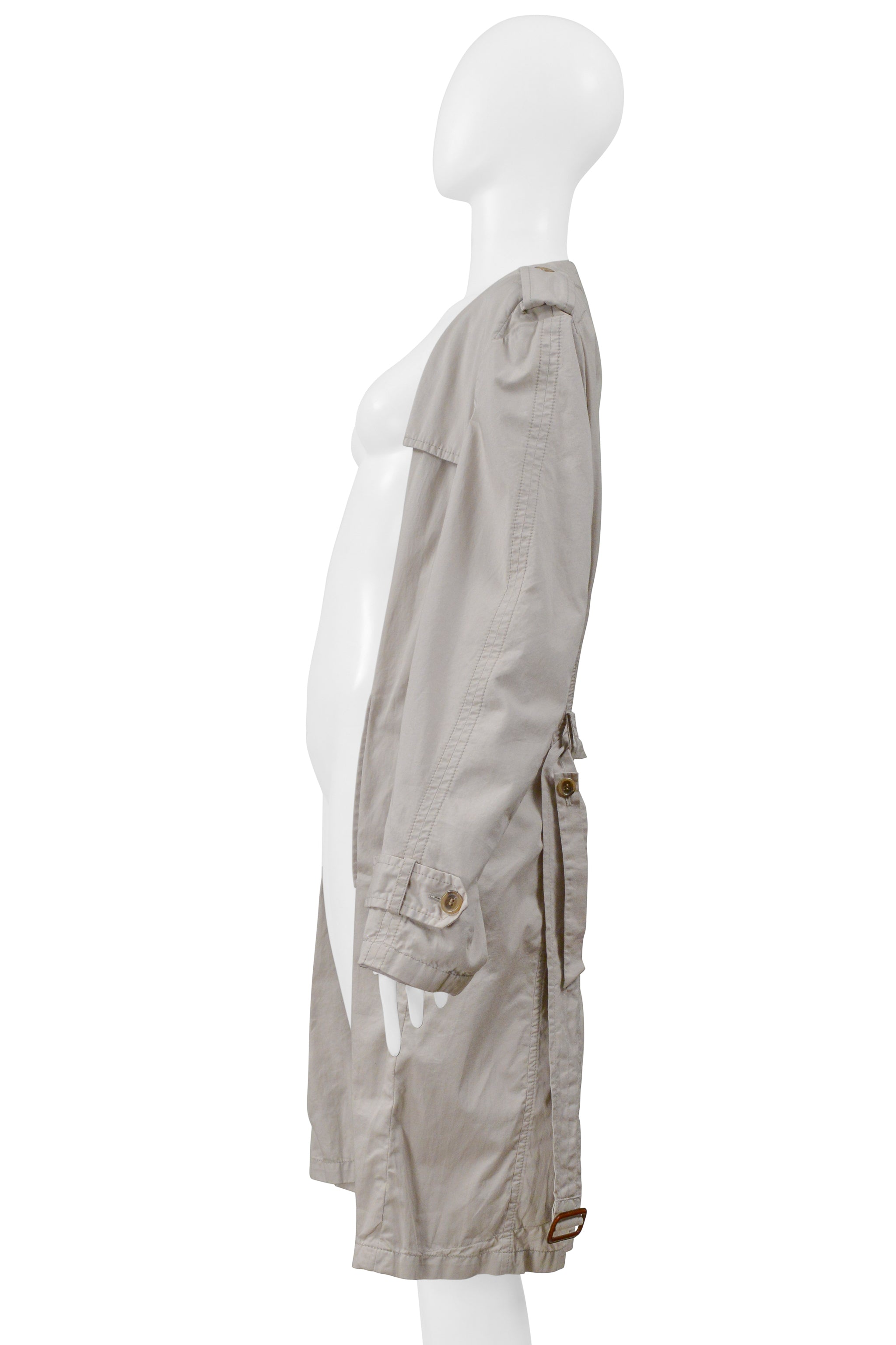 MAISON MARTIN MARGIELA KHAKI DECONSTRUCTED AND FOLDED TRENCH COAT WITH HIDDEN LAPELS 2001