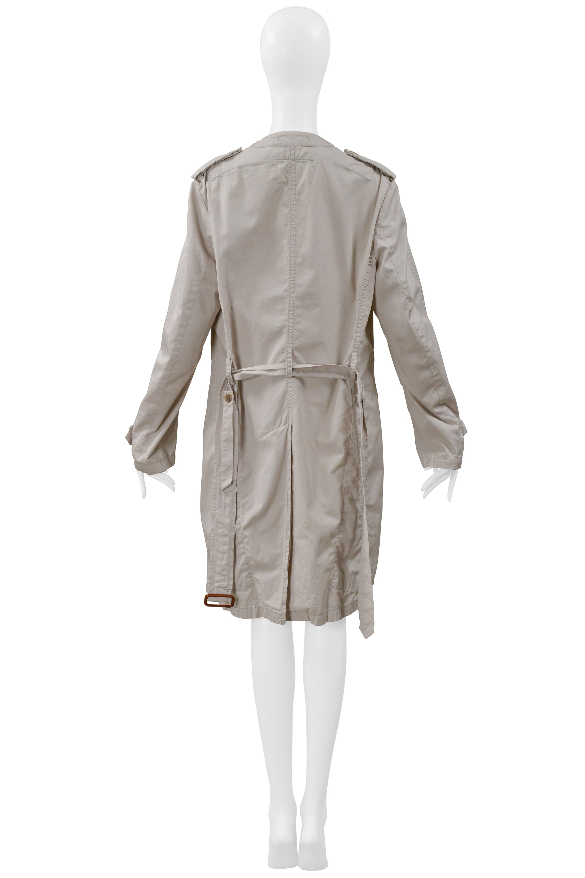 MAISON MARTIN MARGIELA KHAKI DECONSTRUCTED AND FOLDED TRENCH COAT WITH HIDDEN LAPELS 2001