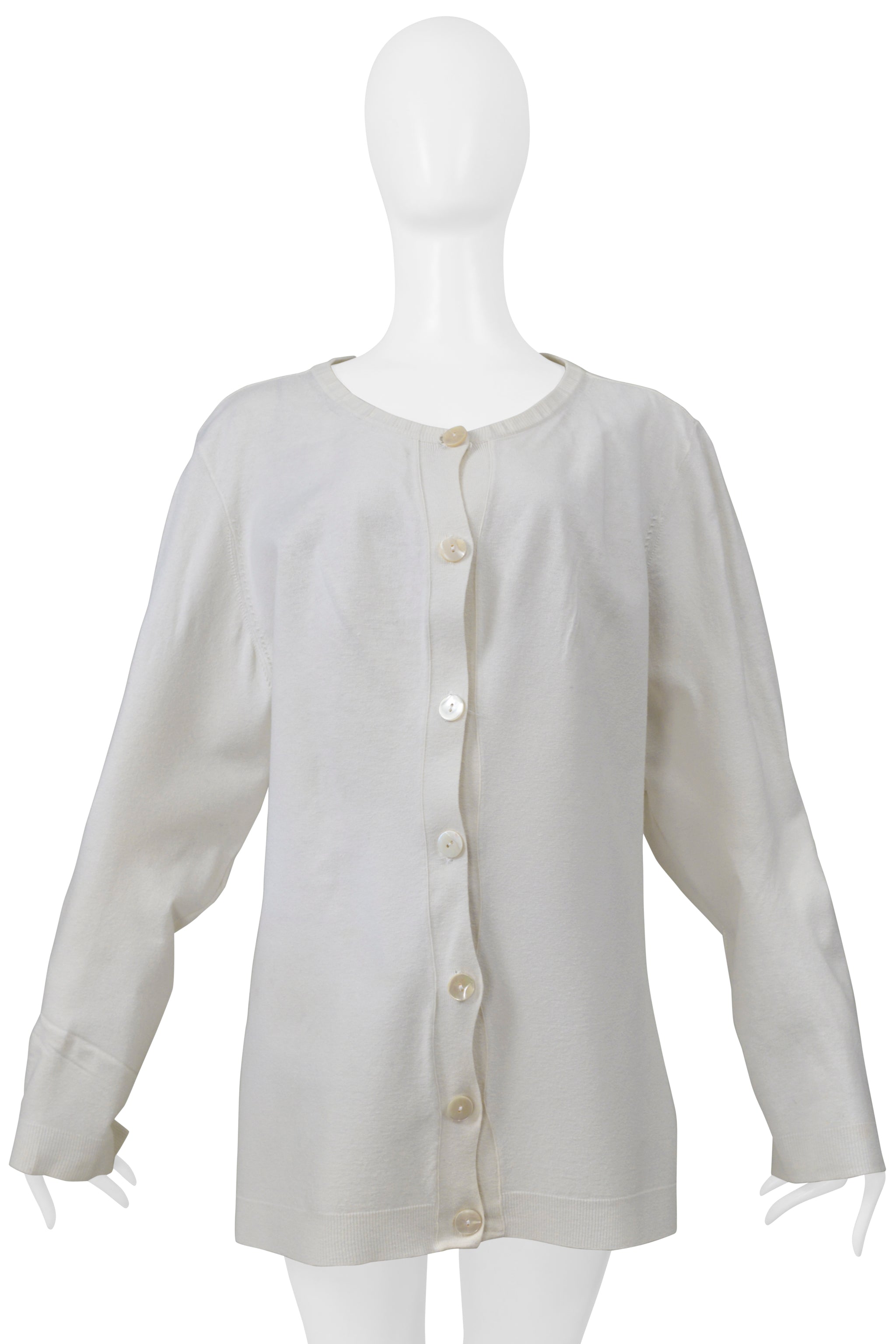 MAISON MARTIN MARGIELA WHITE CARDIGAN WITH OVERSIZED CREWNECK SS 2001