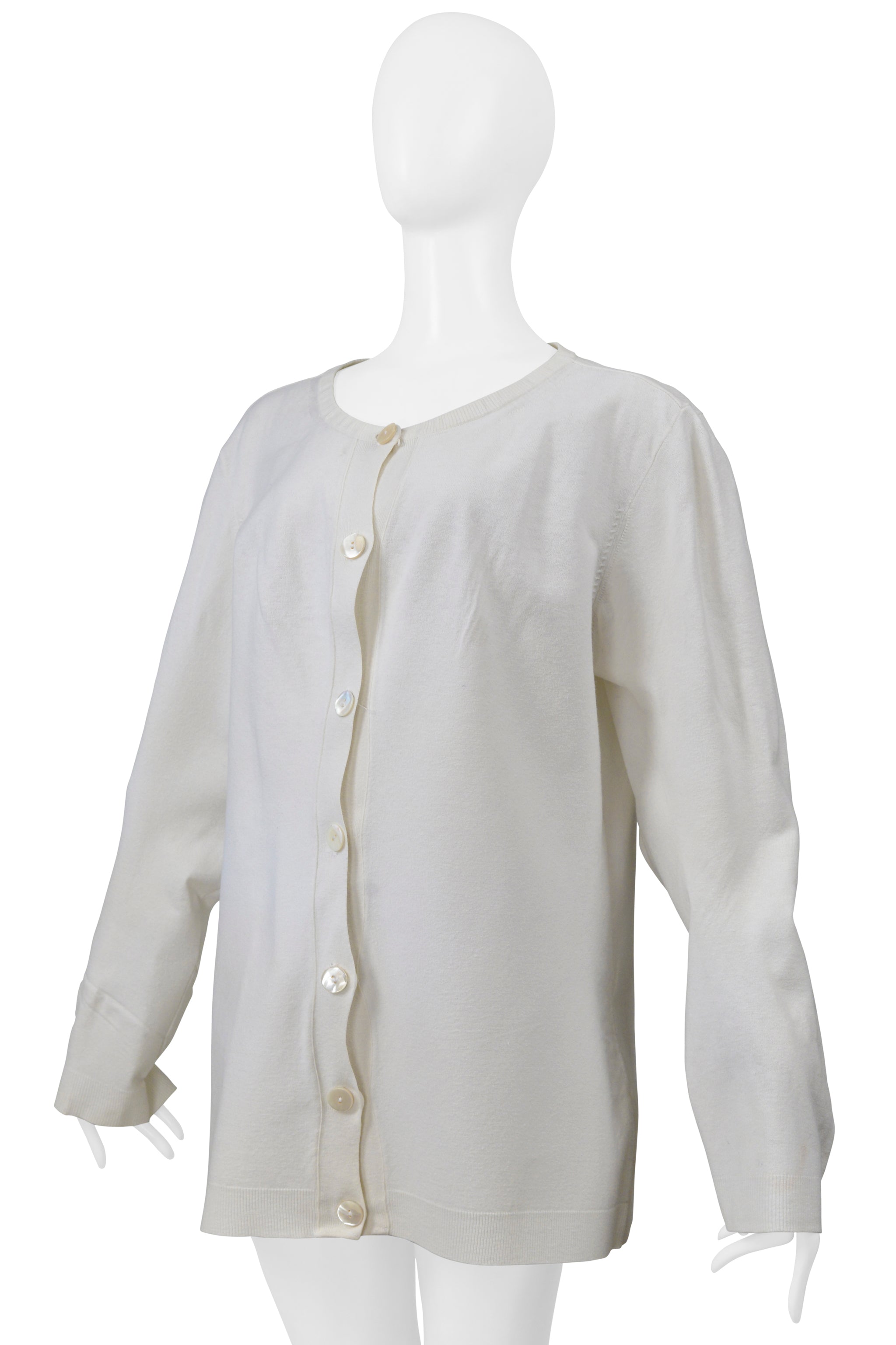 MAISON MARTIN MARGIELA WHITE CARDIGAN WITH OVERSIZED CREWNECK SS 2001
