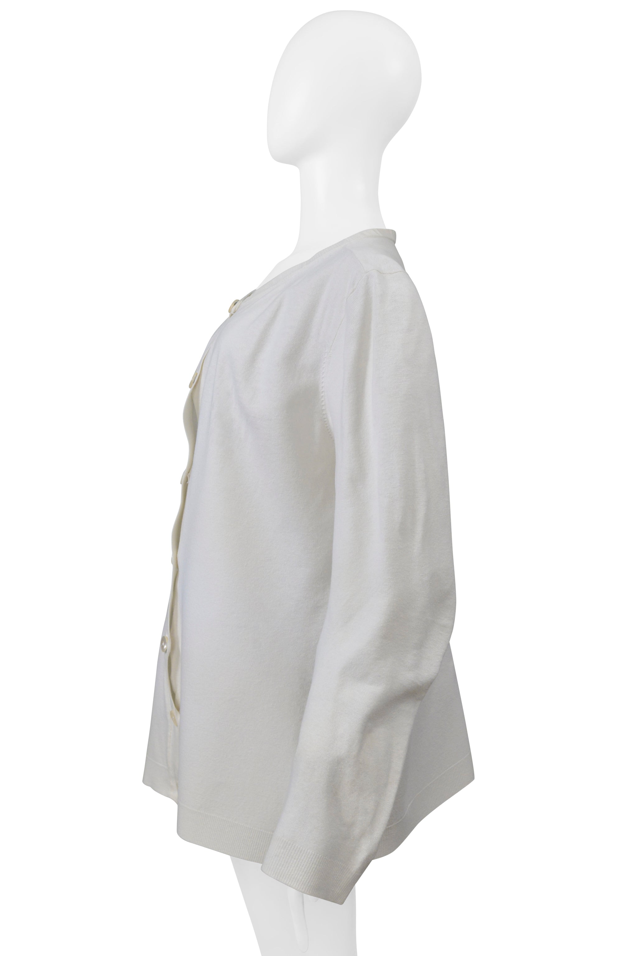 MAISON MARTIN MARGIELA WHITE CARDIGAN WITH OVERSIZED CREWNECK SS 2001