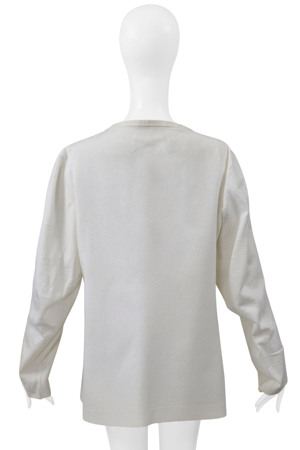 MAISON MARTIN MARGIELA WHITE CARDIGAN WITH OVERSIZED CREWNECK SS 2001