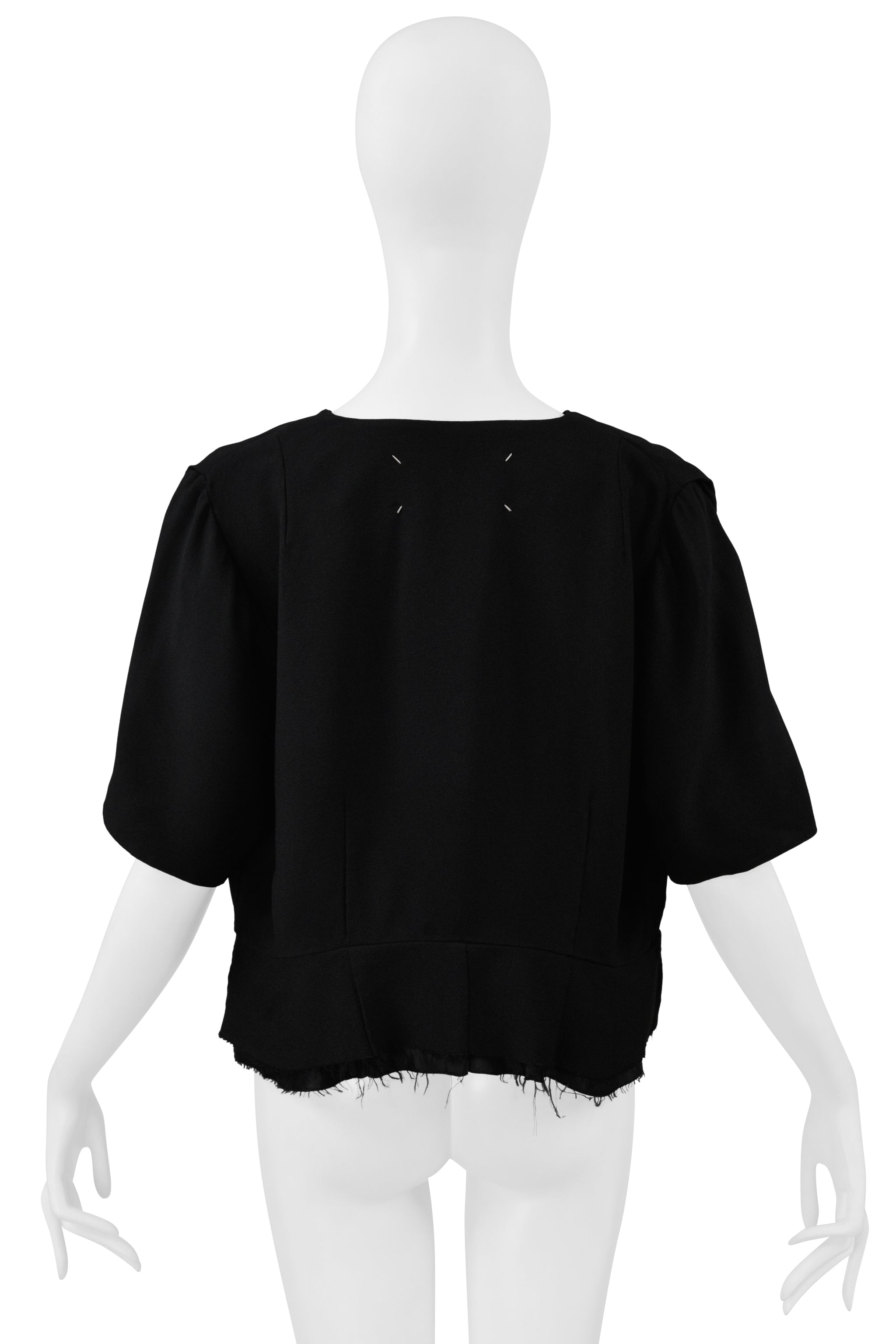 MAISON MARTIN MARGIELA BLACK SHORT SLEEVED V NECK TOP 2002