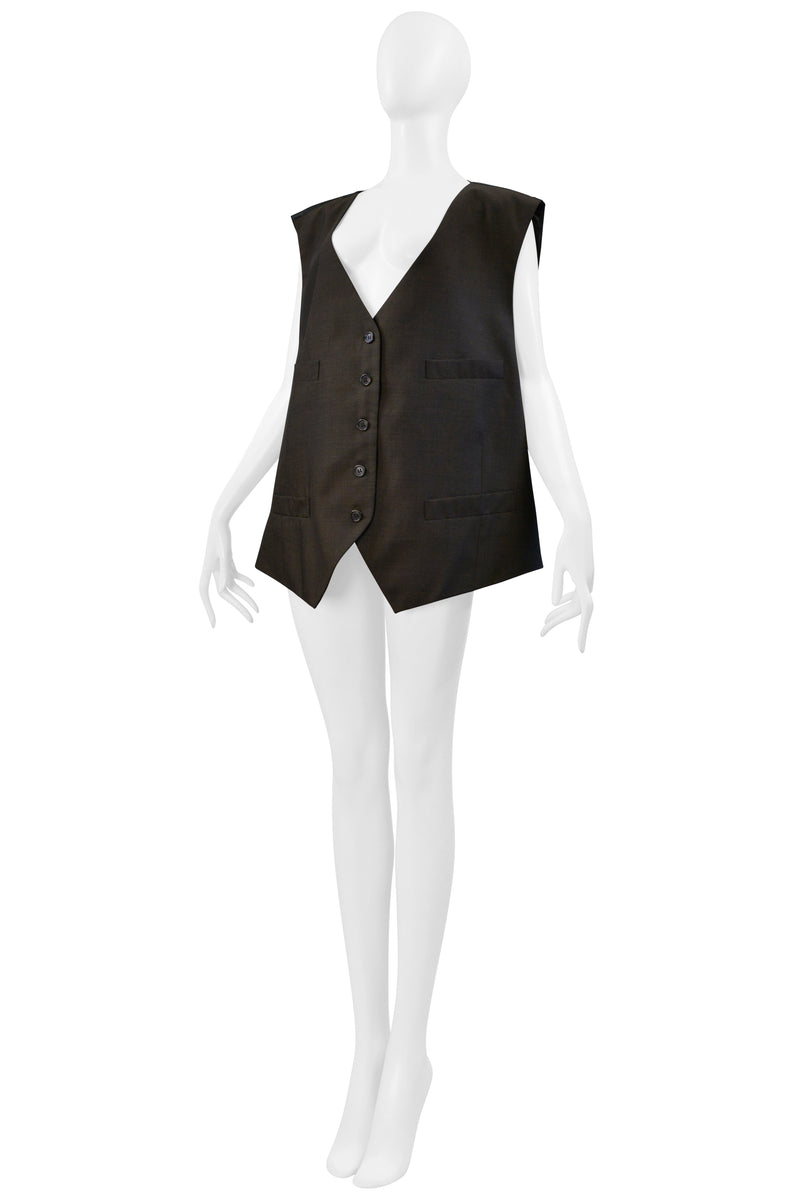 MAISON MARTIN MARGIELA ARTISANAL BROWN VINTAGE FABRIC VEST