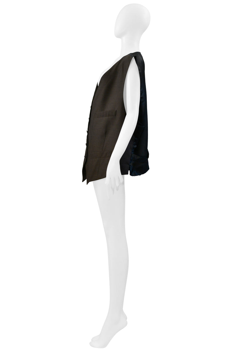 MAISON MARTIN MARGIELA ARTISANAL BROWN VINTAGE FABRIC VEST