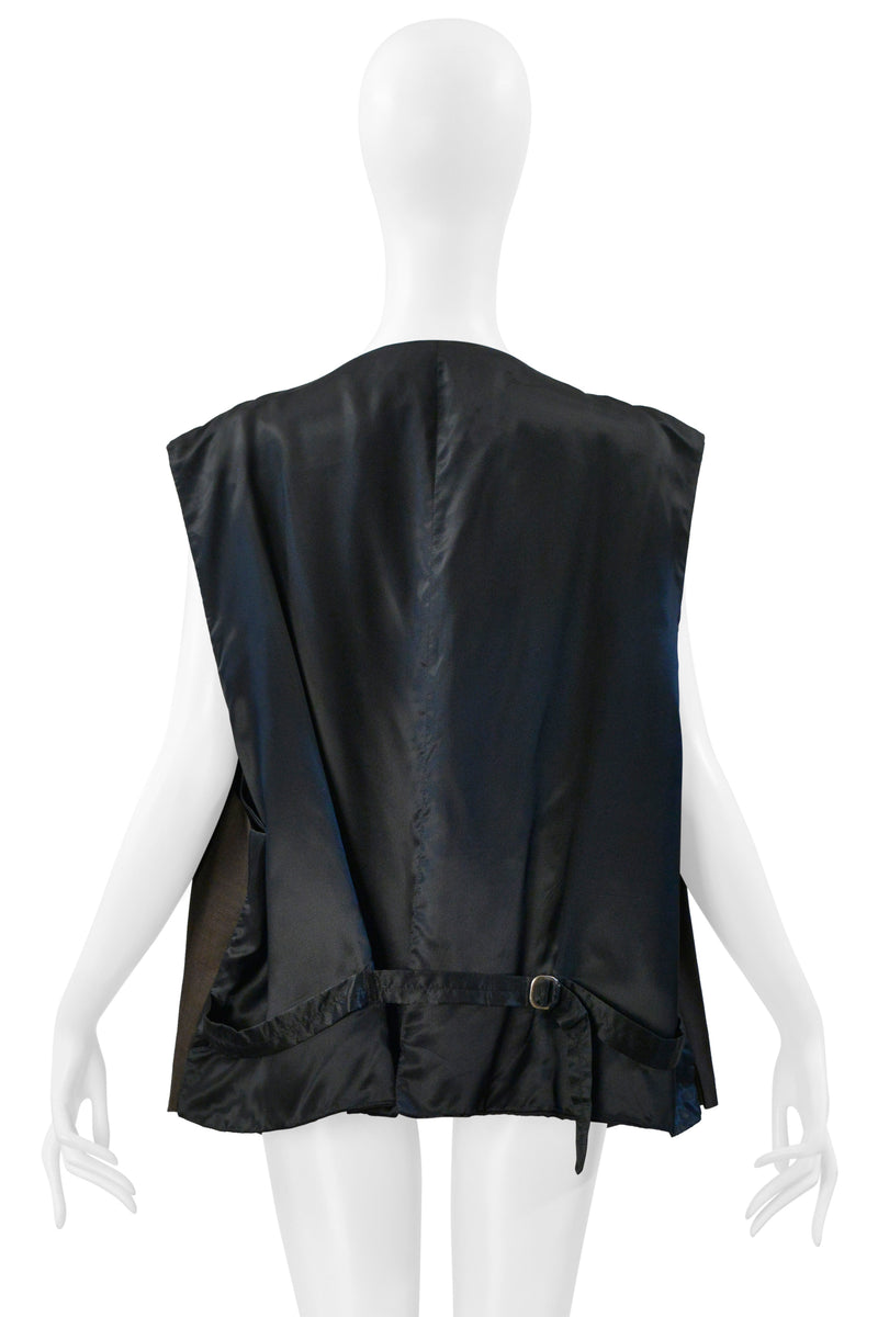 MAISON MARTIN MARGIELA ARTISANAL BROWN VINTAGE FABRIC VEST