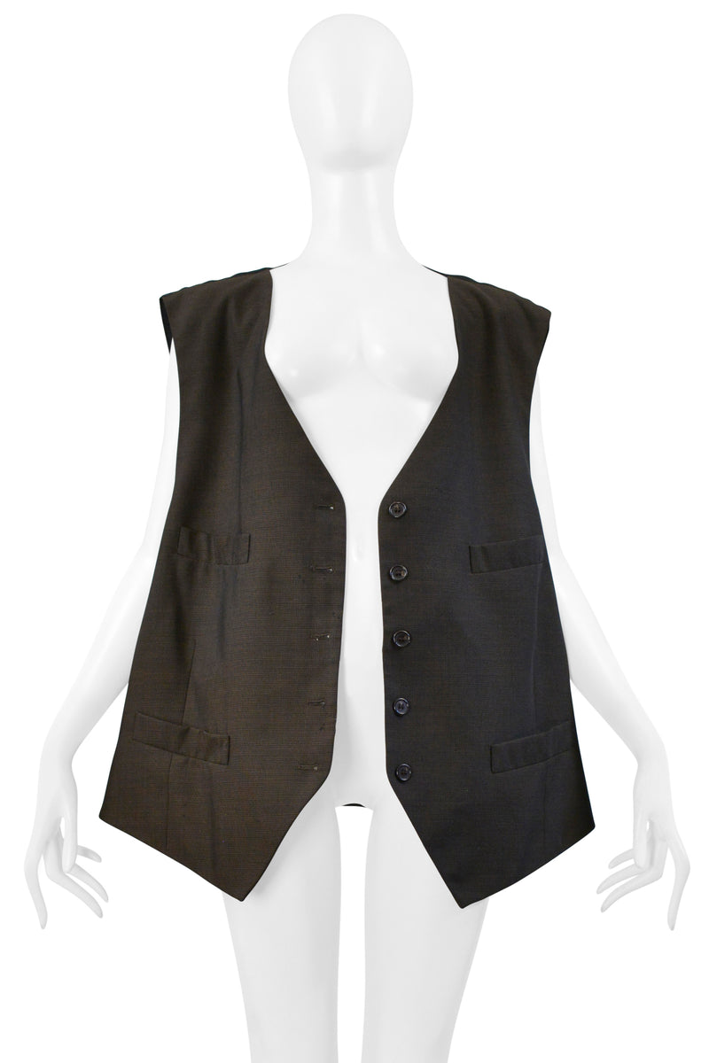 MAISON MARTIN MARGIELA ARTISANAL BROWN VINTAGE FABRIC VEST