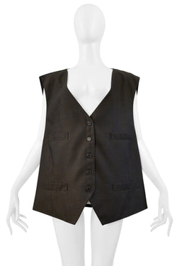 MAISON MARTIN MARGIELA ARTISANAL BROWN VINTAGE FABRIC VEST
