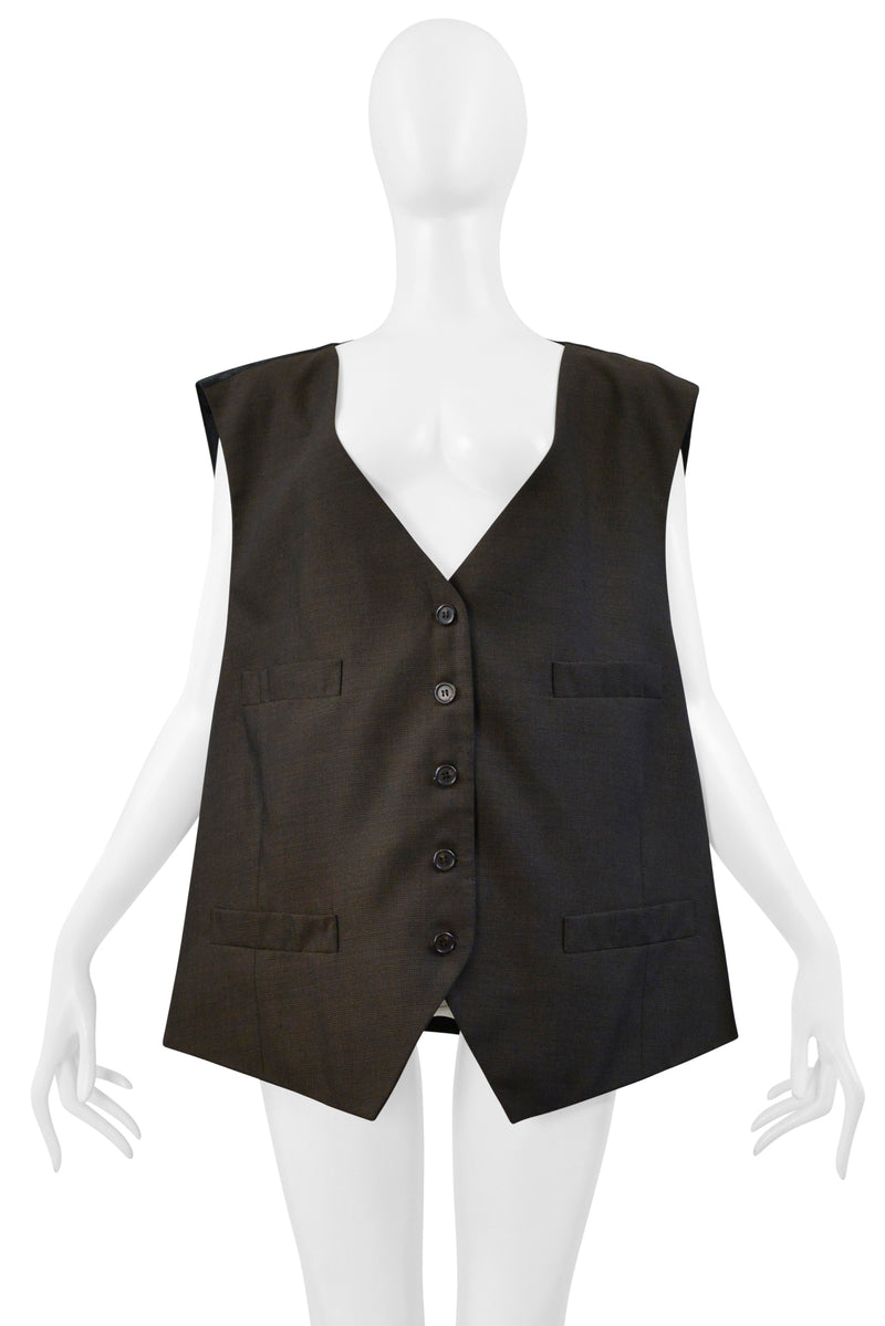 MAISON MARTIN MARGIELA ARTISANAL BROWN VINTAGE FABRIC VEST
