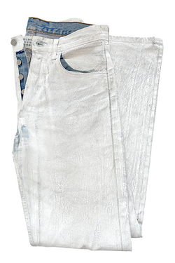 MAISON MARTIN MARGIELA ARTISANAL COLLECTION 0 MEN'S BLUE JEANS DIPPED IN WHITE PAINT