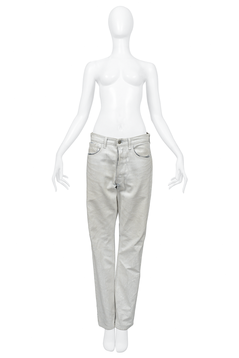 MAISON MARTIN MARGIELA ARTISANAL COLLECTION 0 MEN'S BLUE JEANS DIPPED IN WHITE PAINT