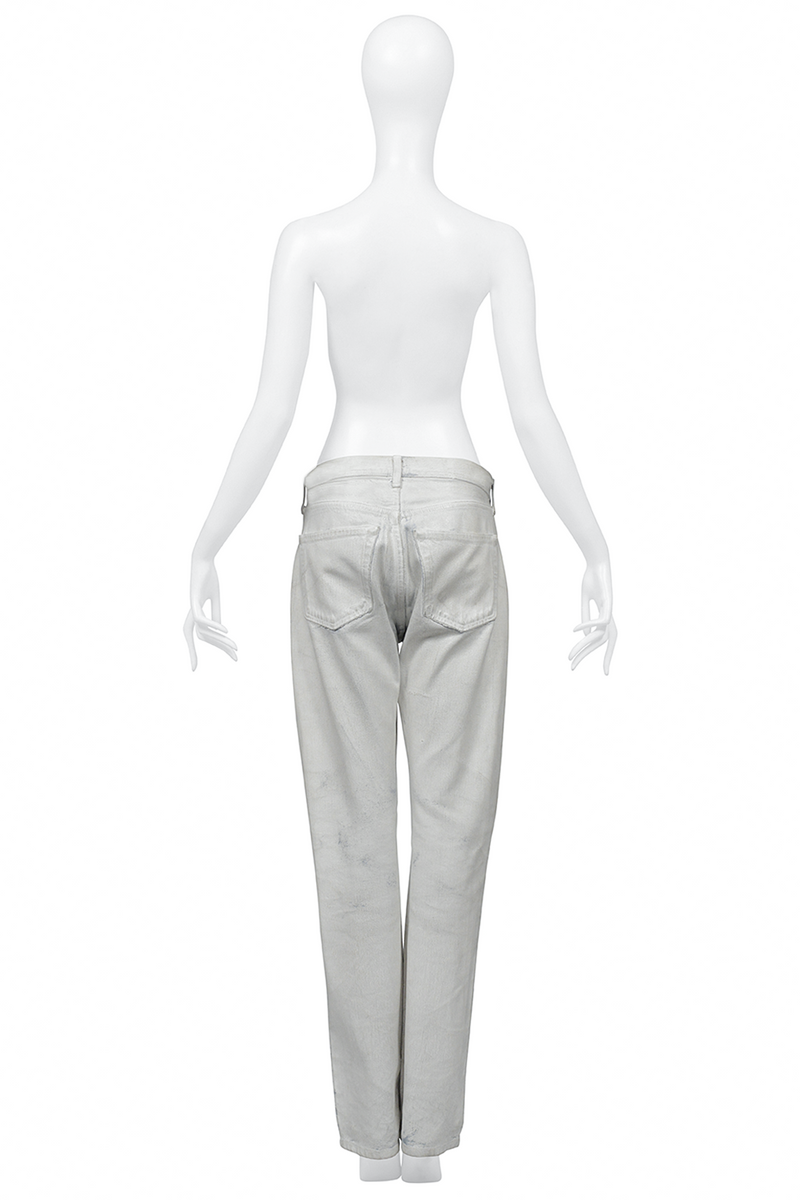 MAISON MARTIN MARGIELA ARTISANAL COLLECTION 0 MEN'S BLUE JEANS DIPPED IN WHITE PAINT