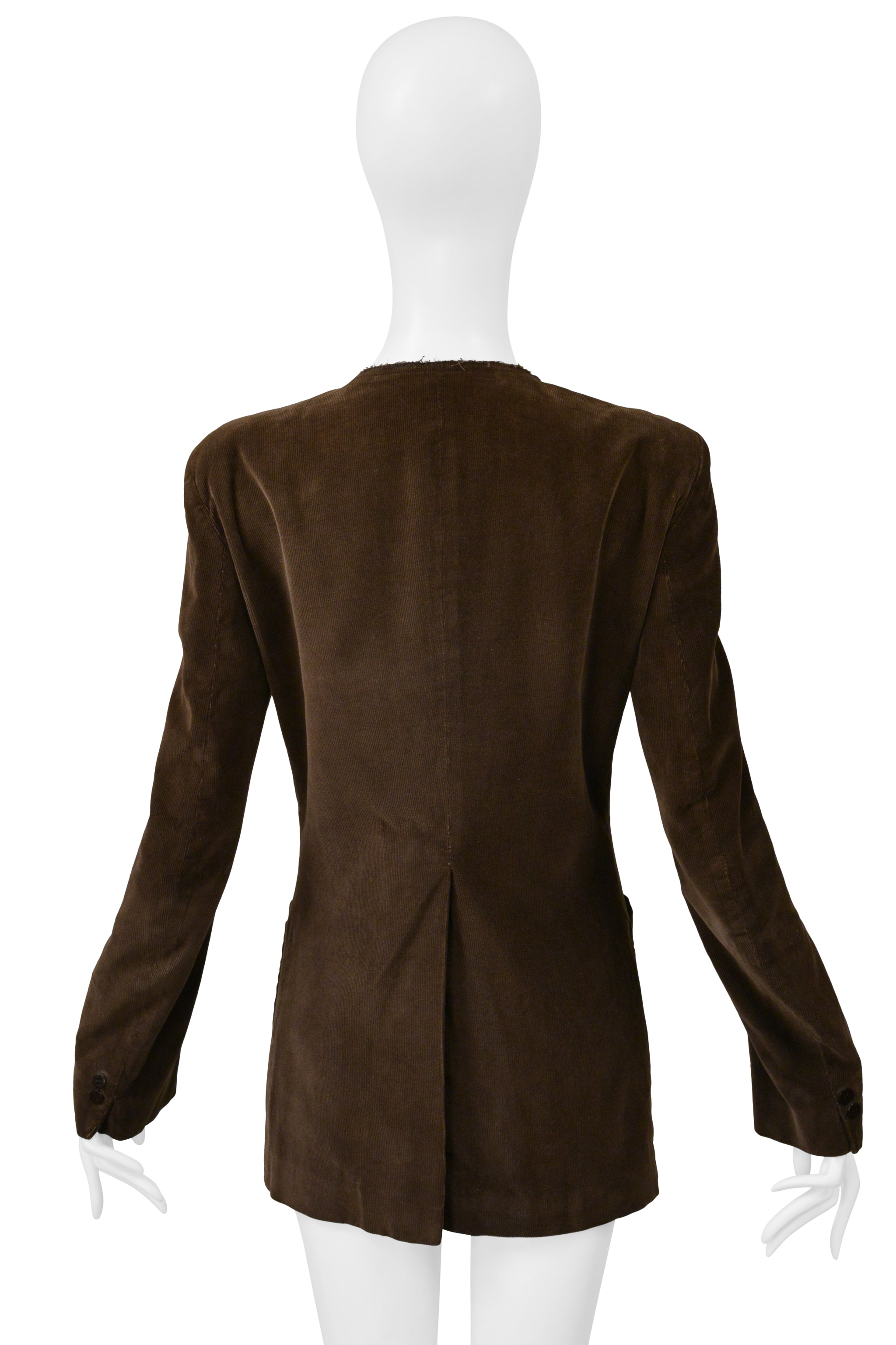 MAISON MARTIN MARGIELA ARTISANAL MENS BROWN CORDUROY JACKET WITH RAW EDGES