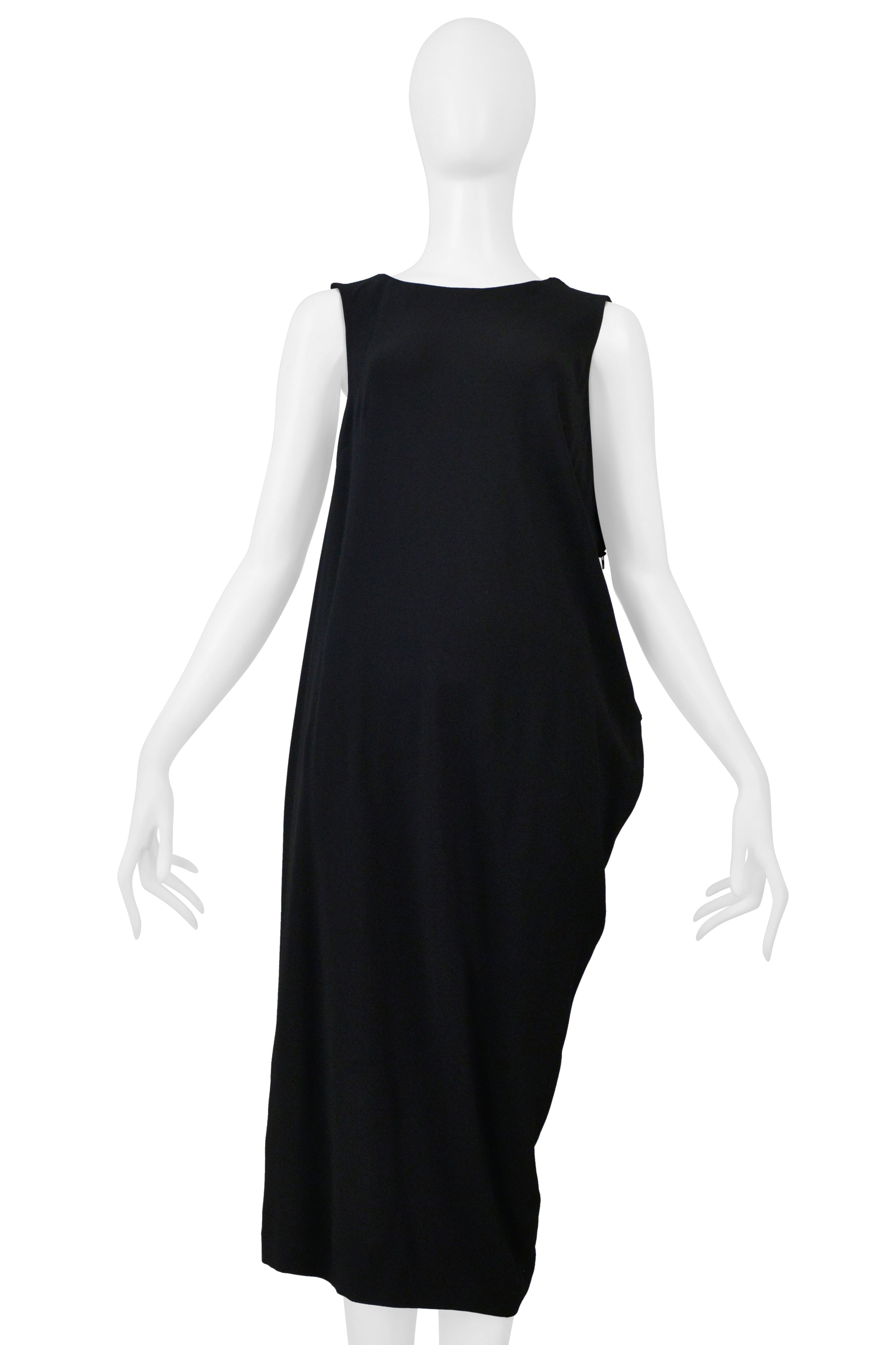 MAISON MARTIN MARGIELA BLACK ASYMMETRICAL SILK DRESS 2000