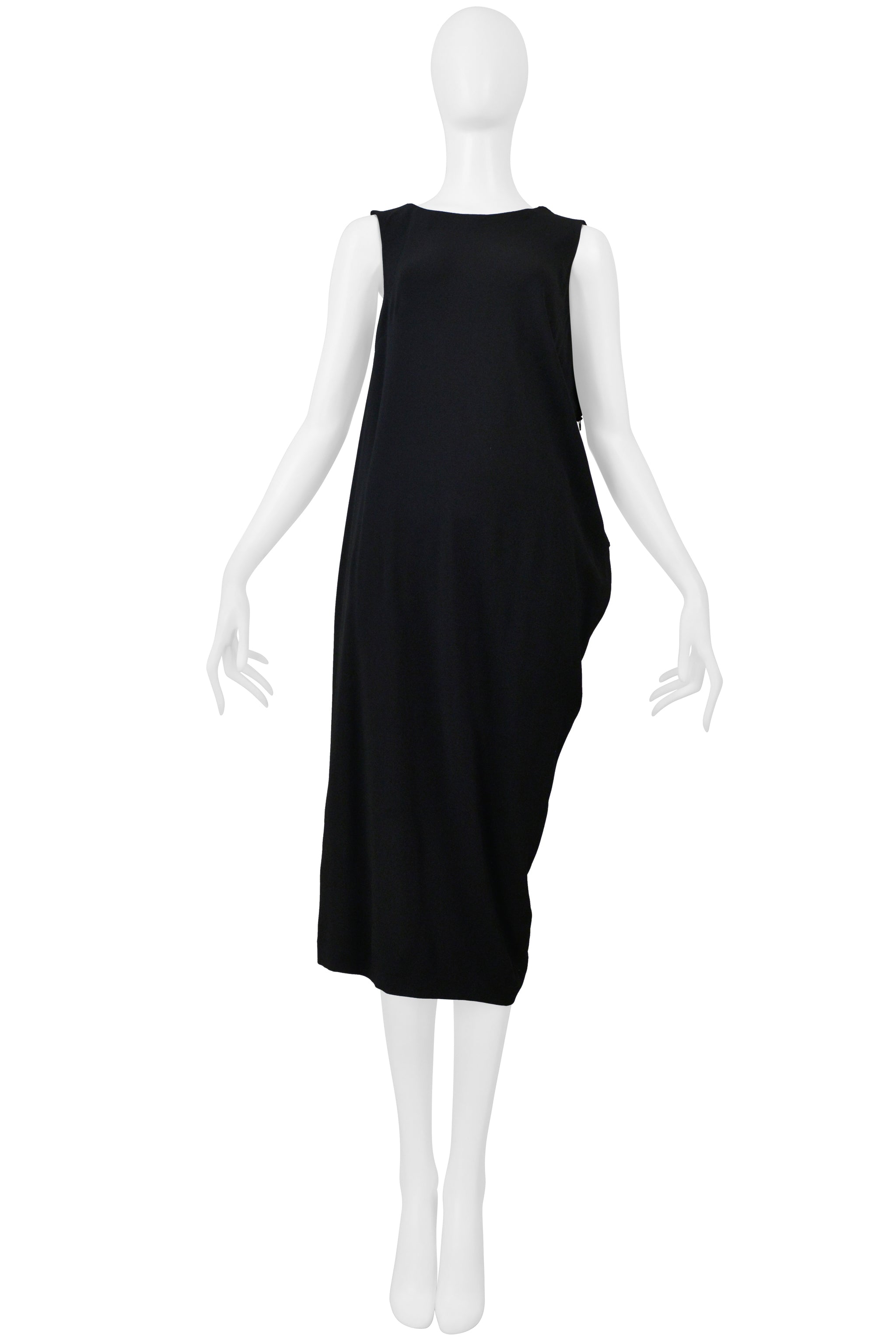 MAISON MARTIN MARGIELA BLACK ASYMMETRICAL SILK DRESS 2000