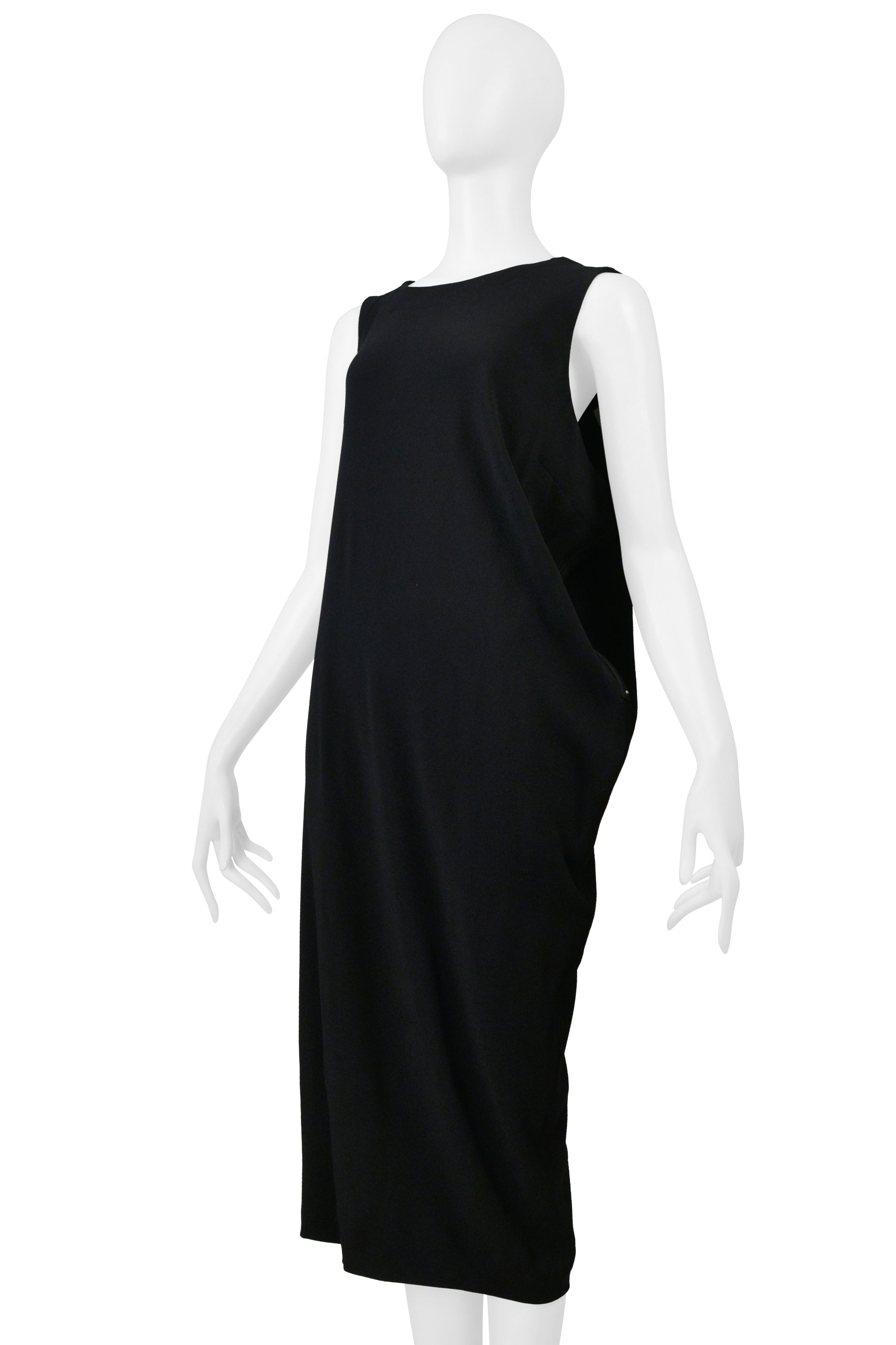 MAISON MARTIN MARGIELA BLACK ASYMMETRICAL SILK DRESS 2000