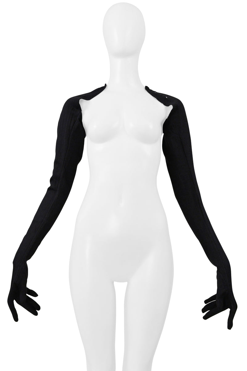 MAISON MARTIN MARGIELA BLACK KNIT LONG GLOVES