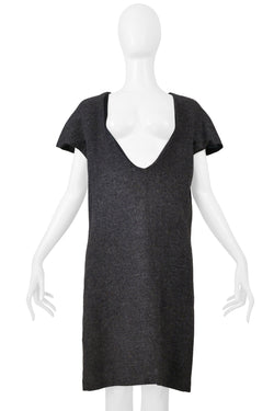 MAISON MARTIN MARGIELA GRAY WOOL DRESS WITH WIDE NECKLINE F/W 2000