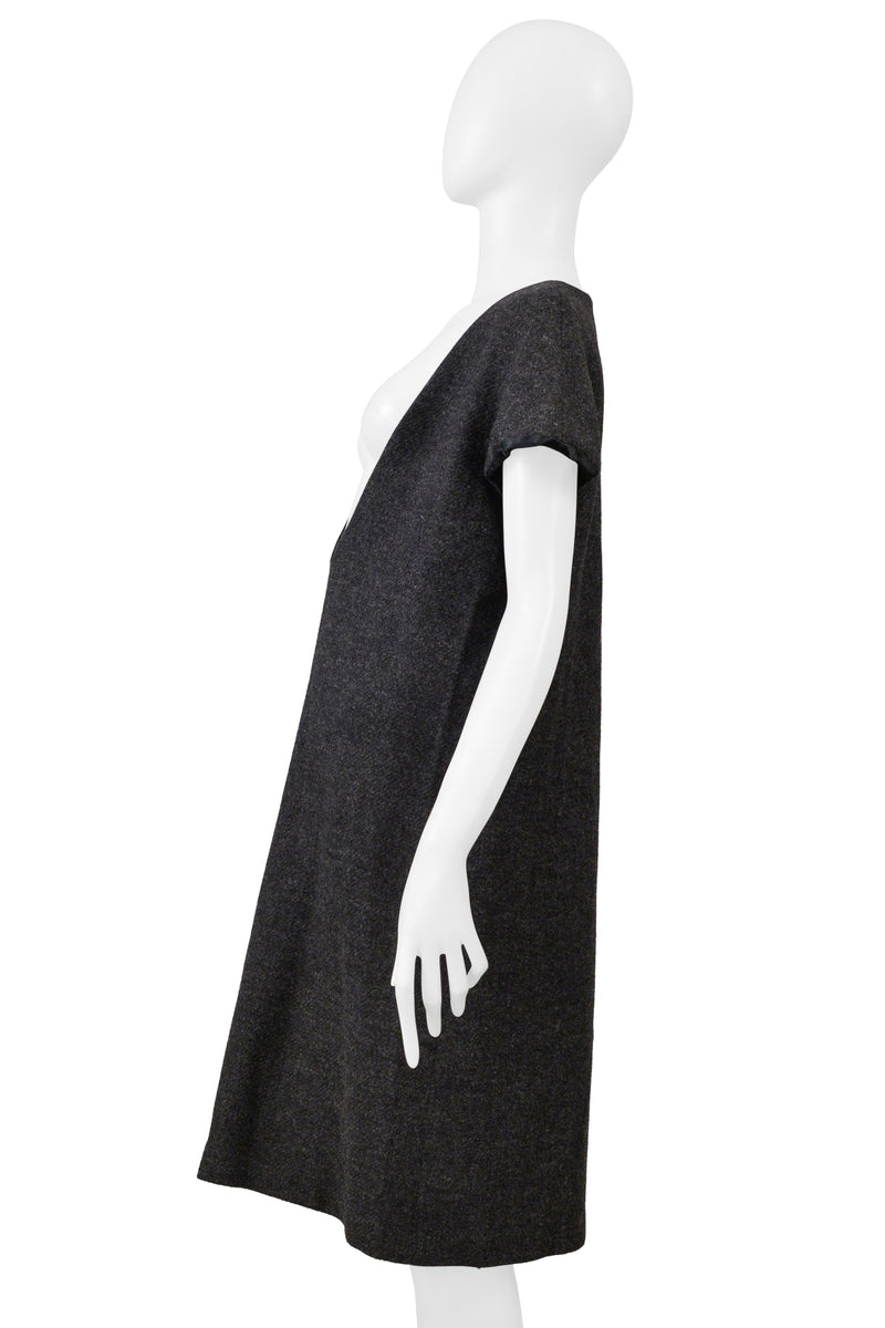 MAISON MARTIN MARGIELA GRAY WOOL DRESS WITH WIDE NECKLINE F/W 2000