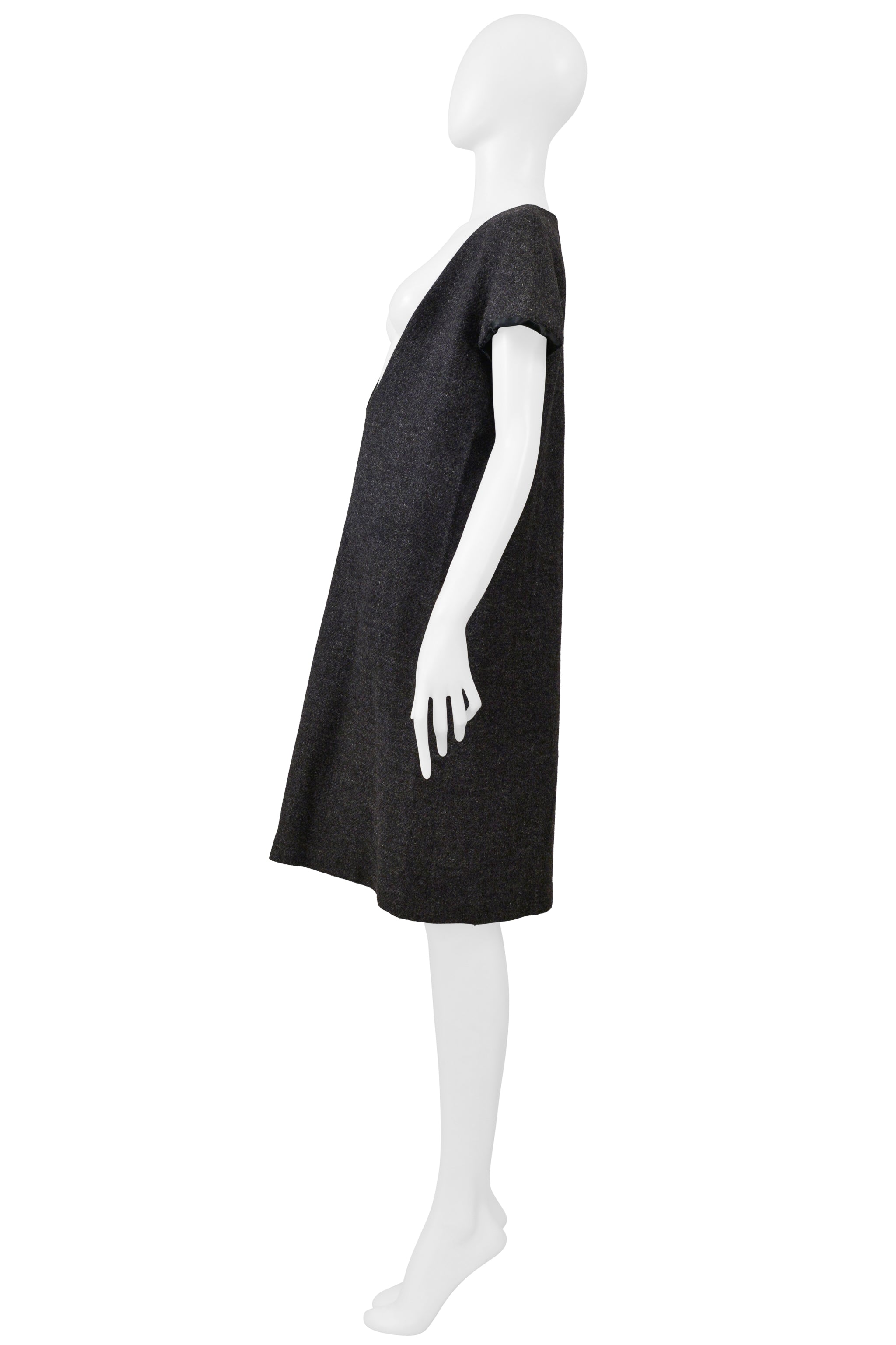 MAISON MARTIN MARGIELA GRAY WOOL DRESS WITH WIDE NECKLINE 1996