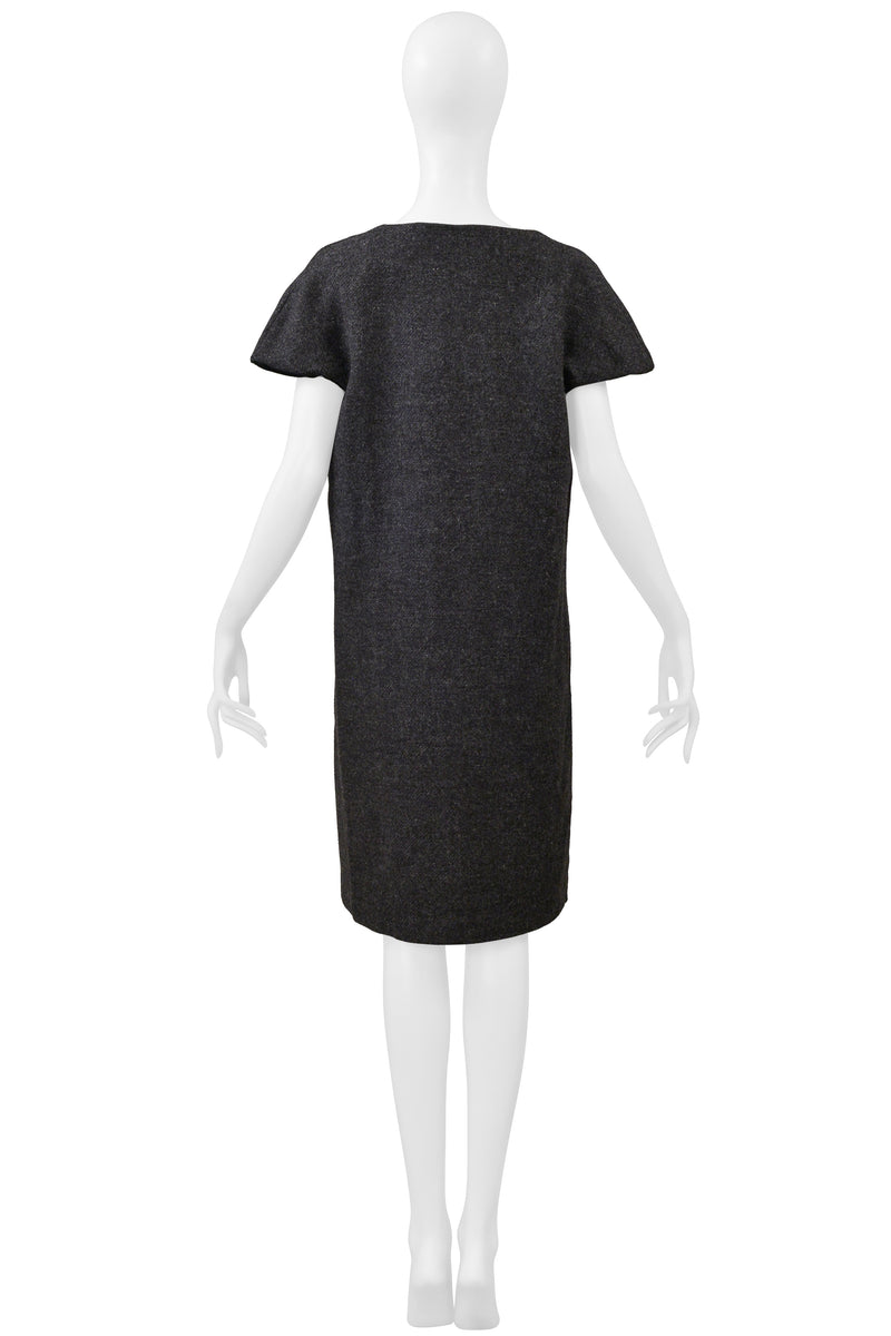 MAISON MARTIN MARGIELA GRAY WOOL DRESS WITH WIDE NECKLINE F/W 2000