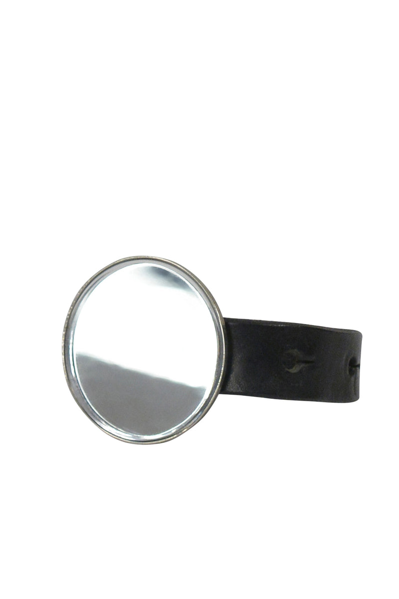 MAISON MARTIN MARGIELA LEATHER BRACELET WITH ROUND MIRROR