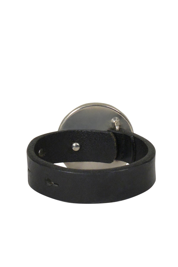 MAISON MARTIN MARGIELA LEATHER BRACELET WITH ROUND MIRROR