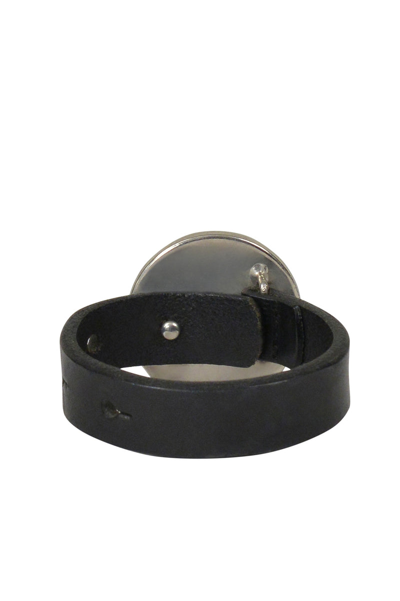 MAISON MARTIN MARGIELA LEATHER BRACELET WITH ROUND MIRROR