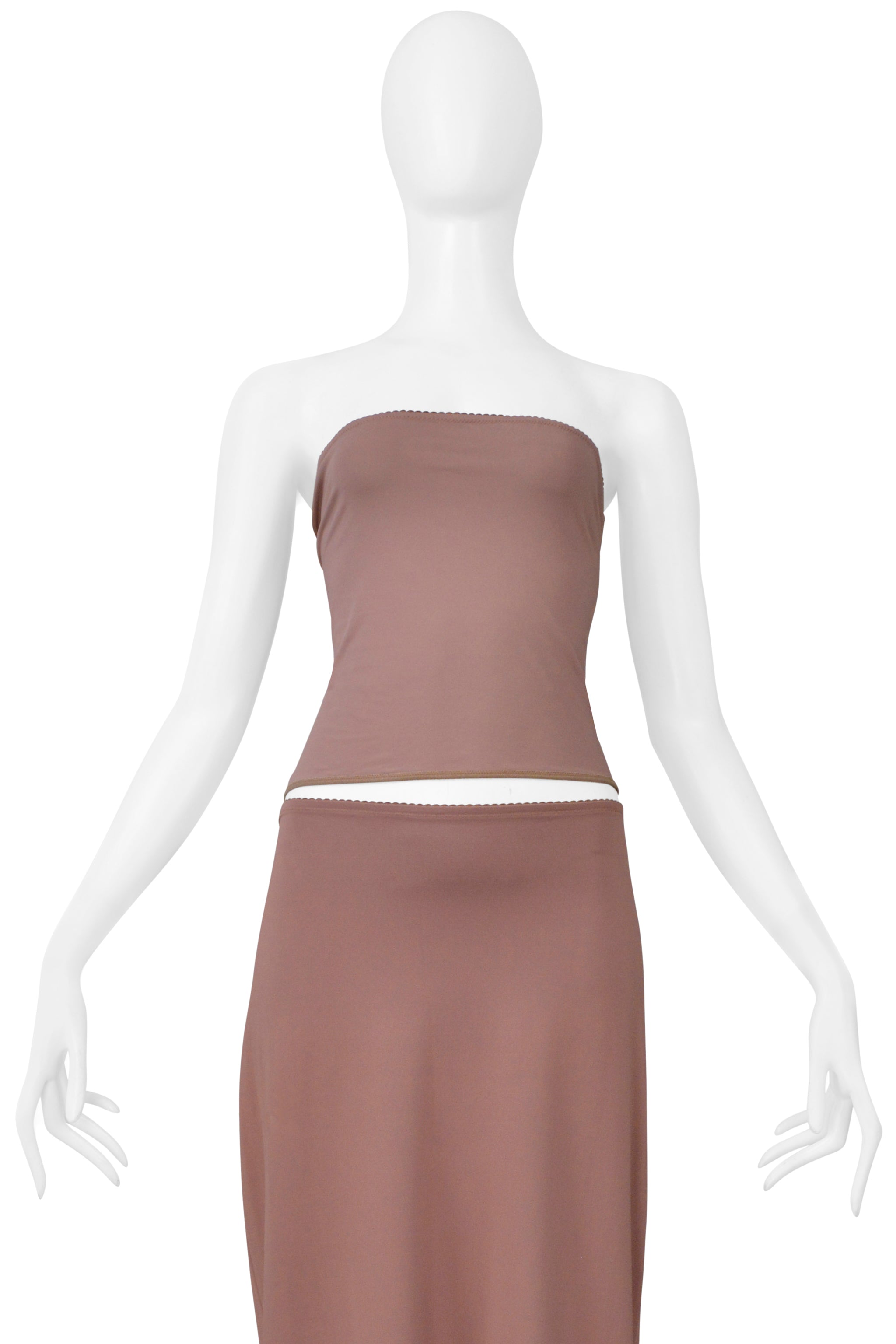 MAISON MARTIN MARGIELA NUDE BROWN SKIRT ENSEMBLE SS 2000