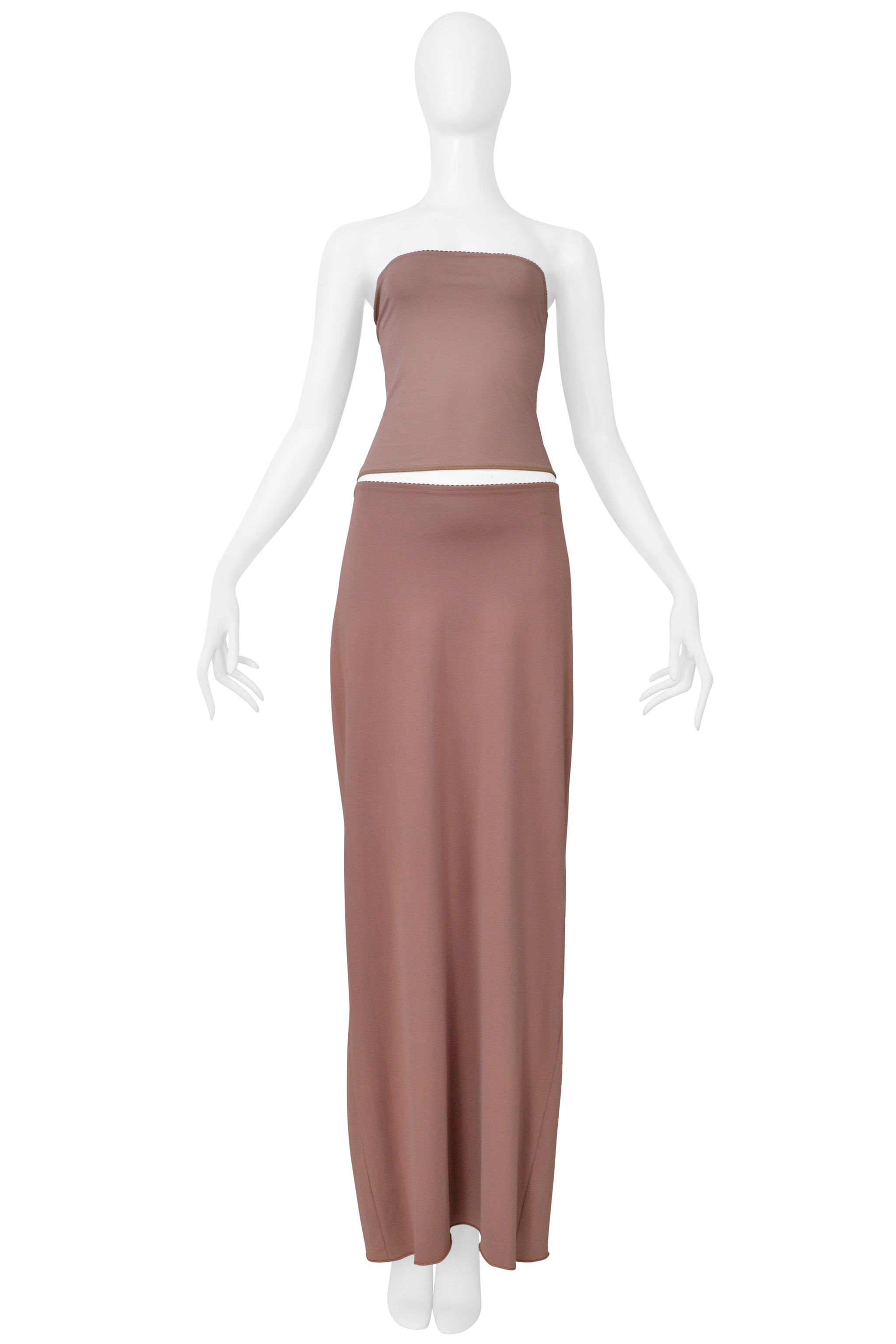 MAISON MARTIN MARGIELA NUDE BROWN SKIRT ENSEMBLE SS 2000