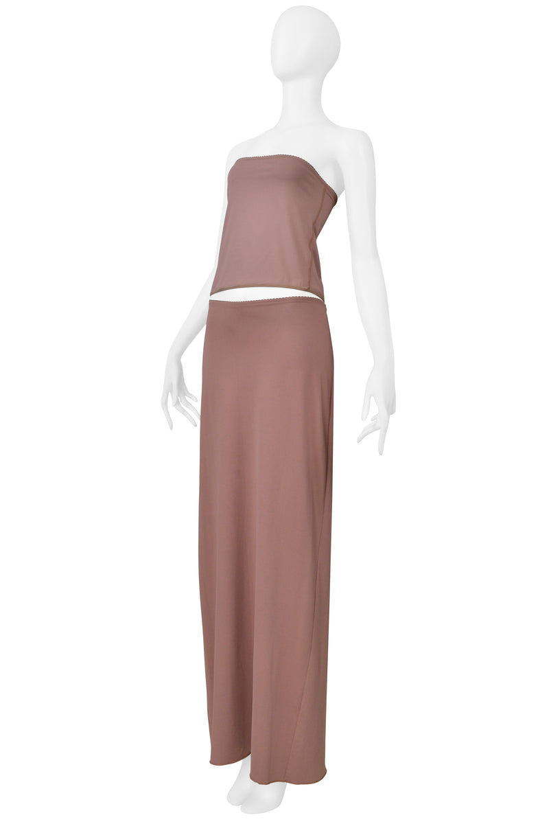 MAISON MARTIN MARGIELA NUDE BROWN SKIRT ENSEMBLE SS 2000