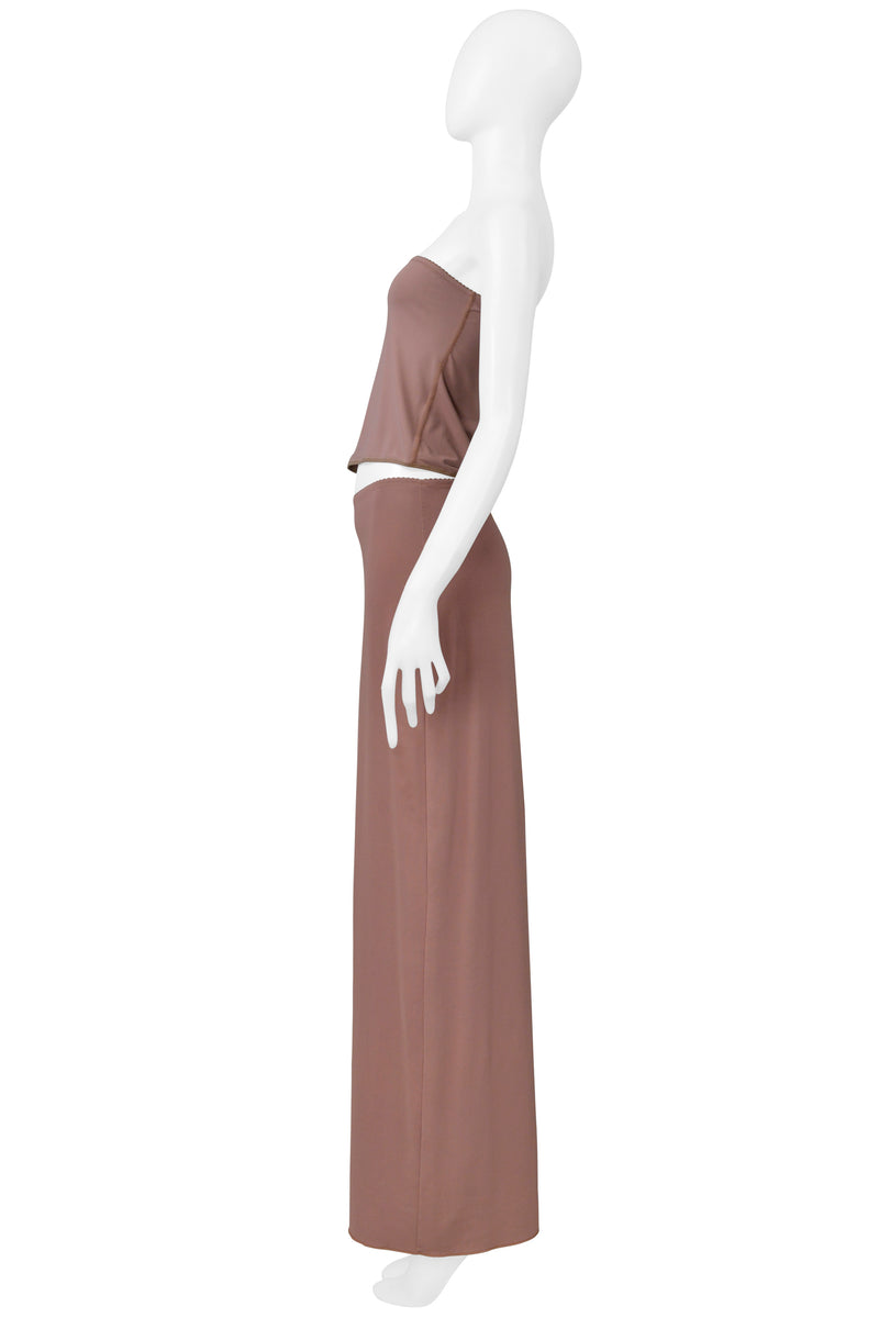 MAISON MARTIN MARGIELA NUDE BROWN SKIRT ENSEMBLE SS 2000