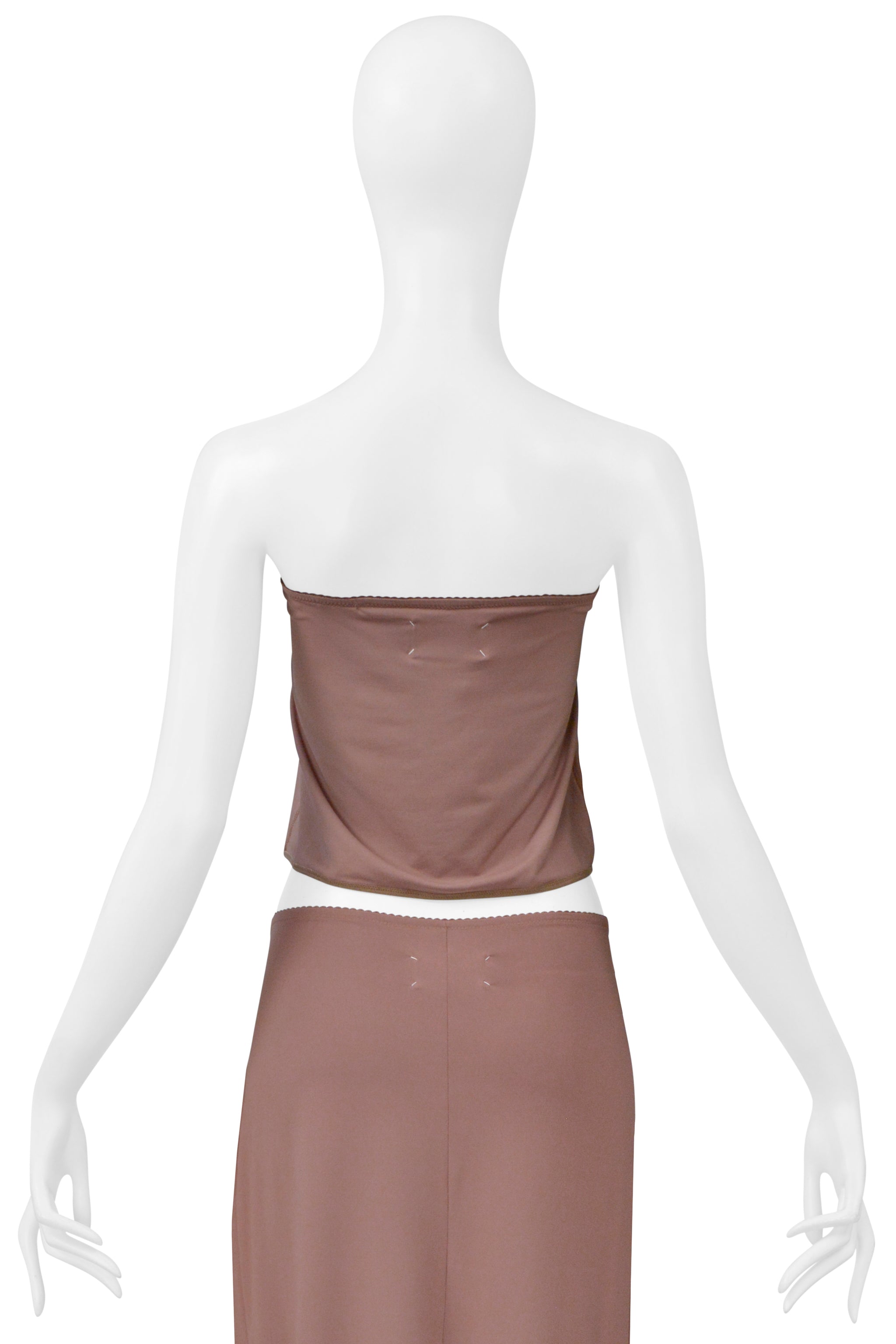 MAISON MARTIN MARGIELA NUDE BROWN SKIRT ENSEMBLE SS 2000