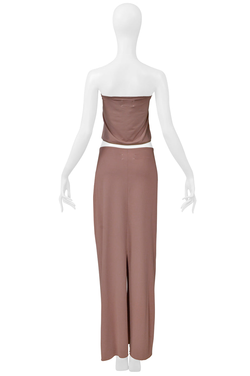 MAISON MARTIN MARGIELA NUDE BROWN SKIRT ENSEMBLE SS 2000